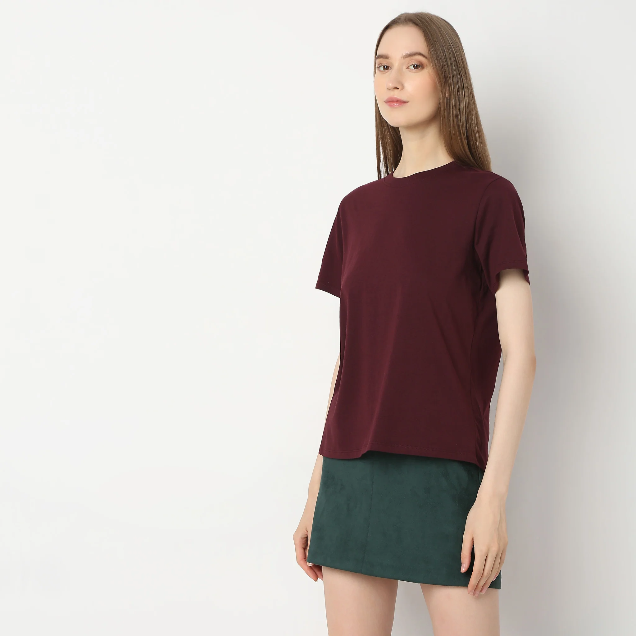 Solid Round Neck T-Shirt - Image 40
