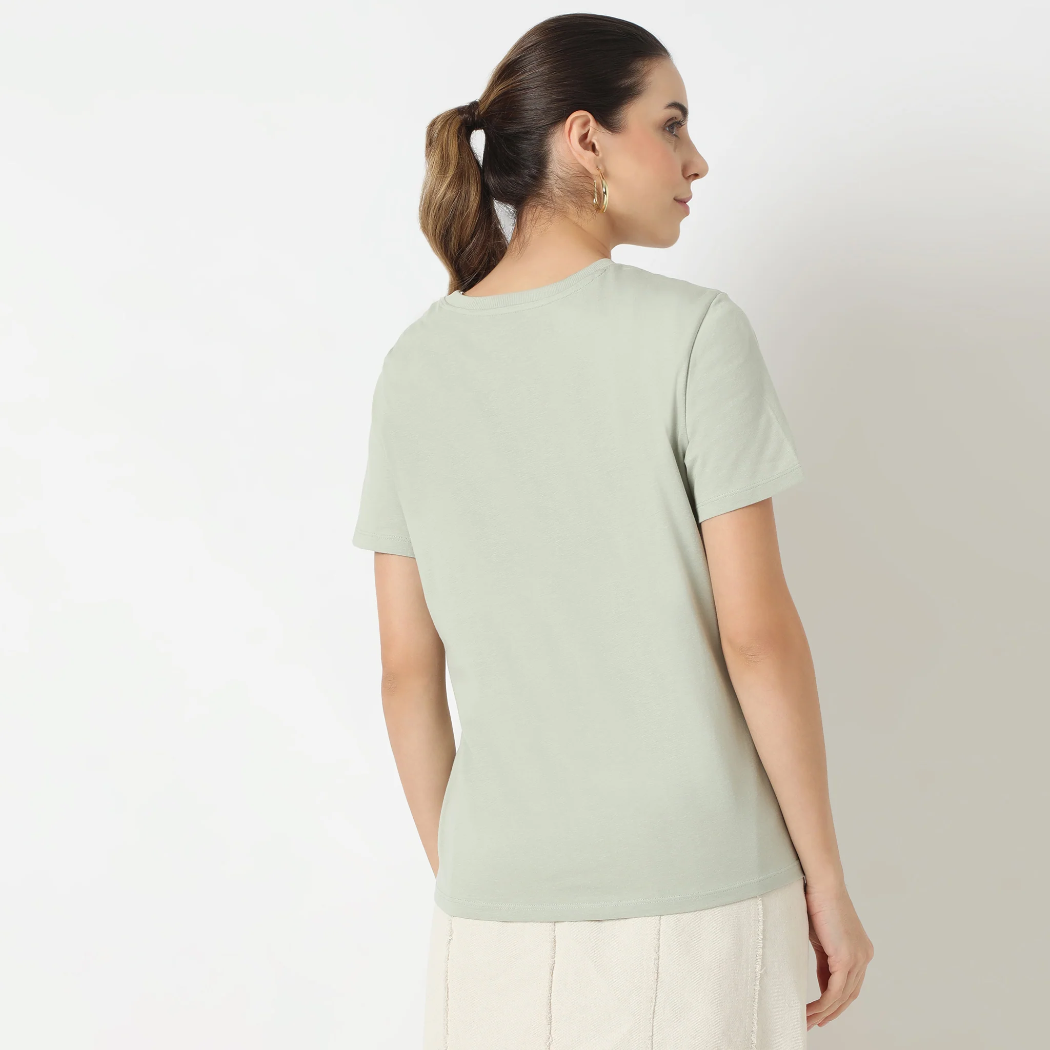 Solid Round Neck T-Shirt - Image 48