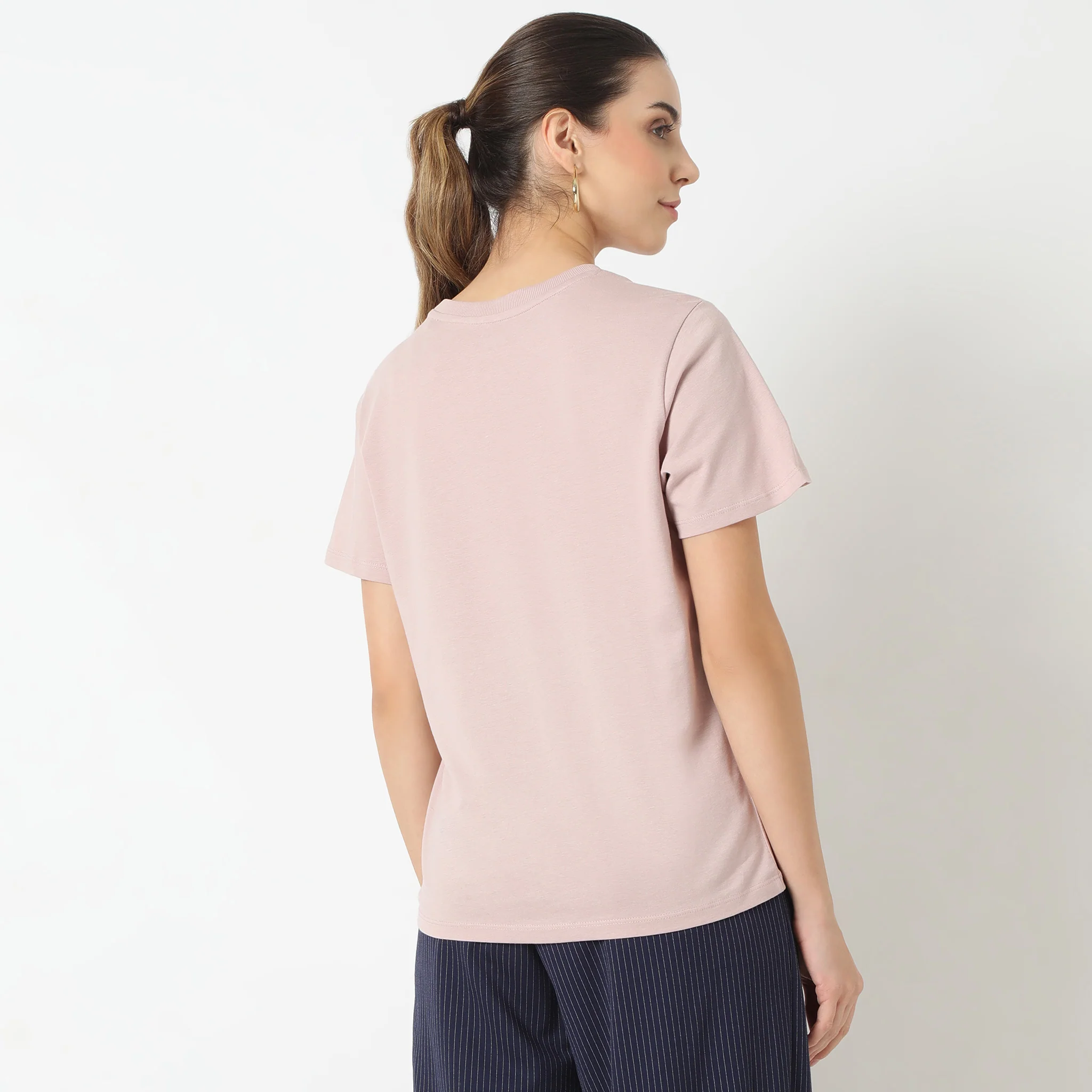 Solid Round Neck T-Shirt - Image 53