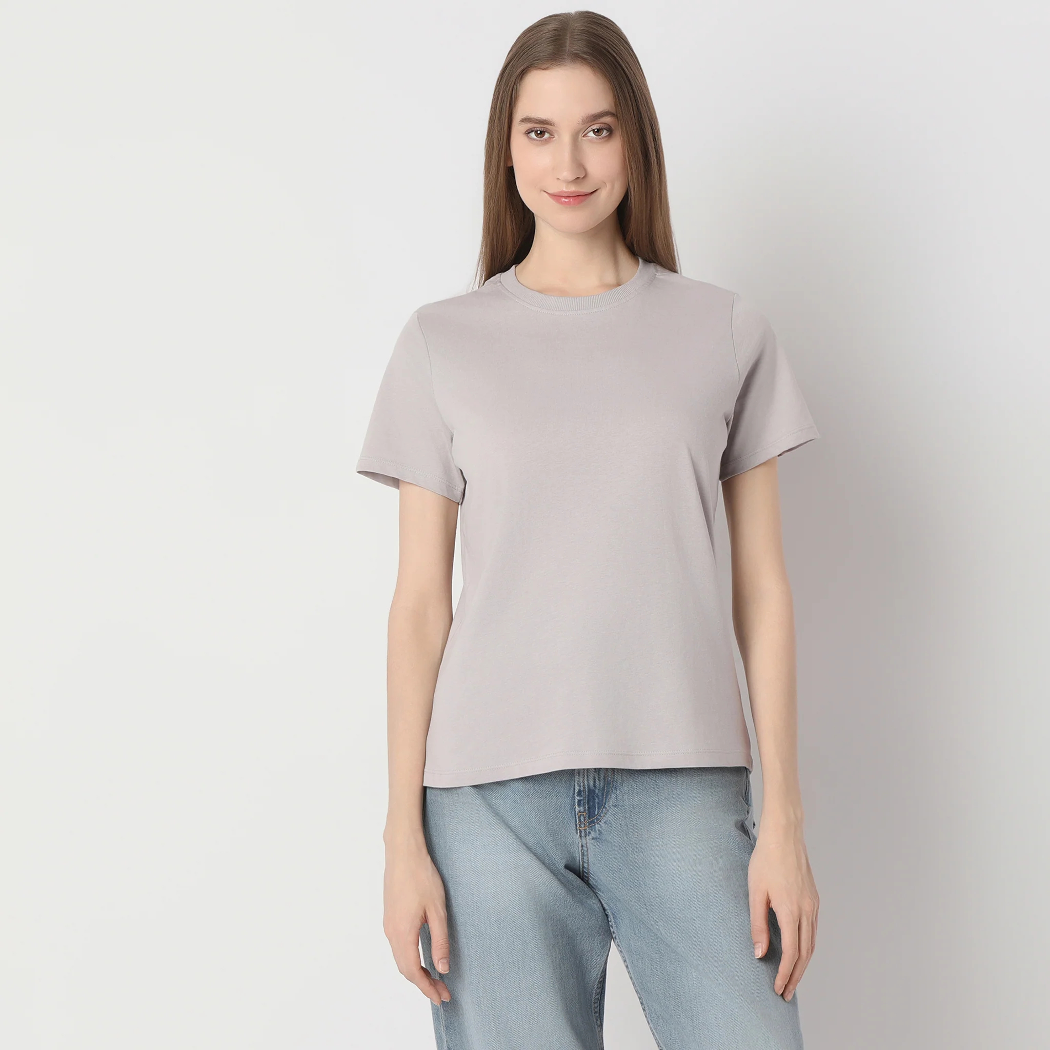 Solid Round Neck T-Shirt - Image 62