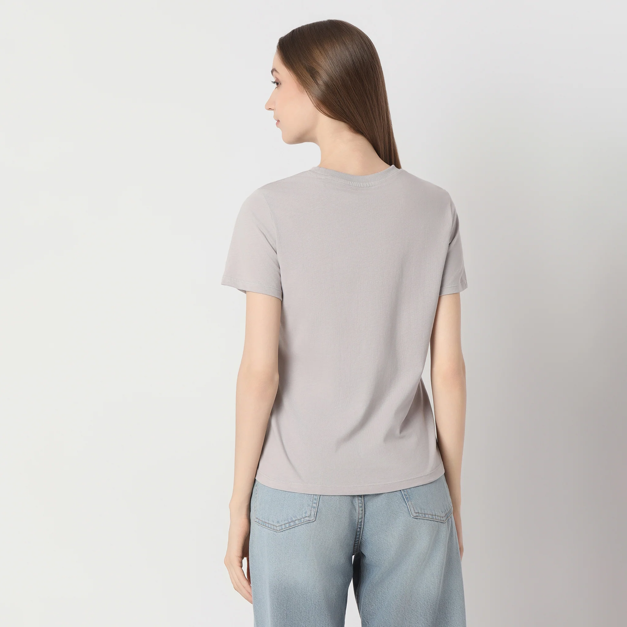 Solid Round Neck T-Shirt - Image 63