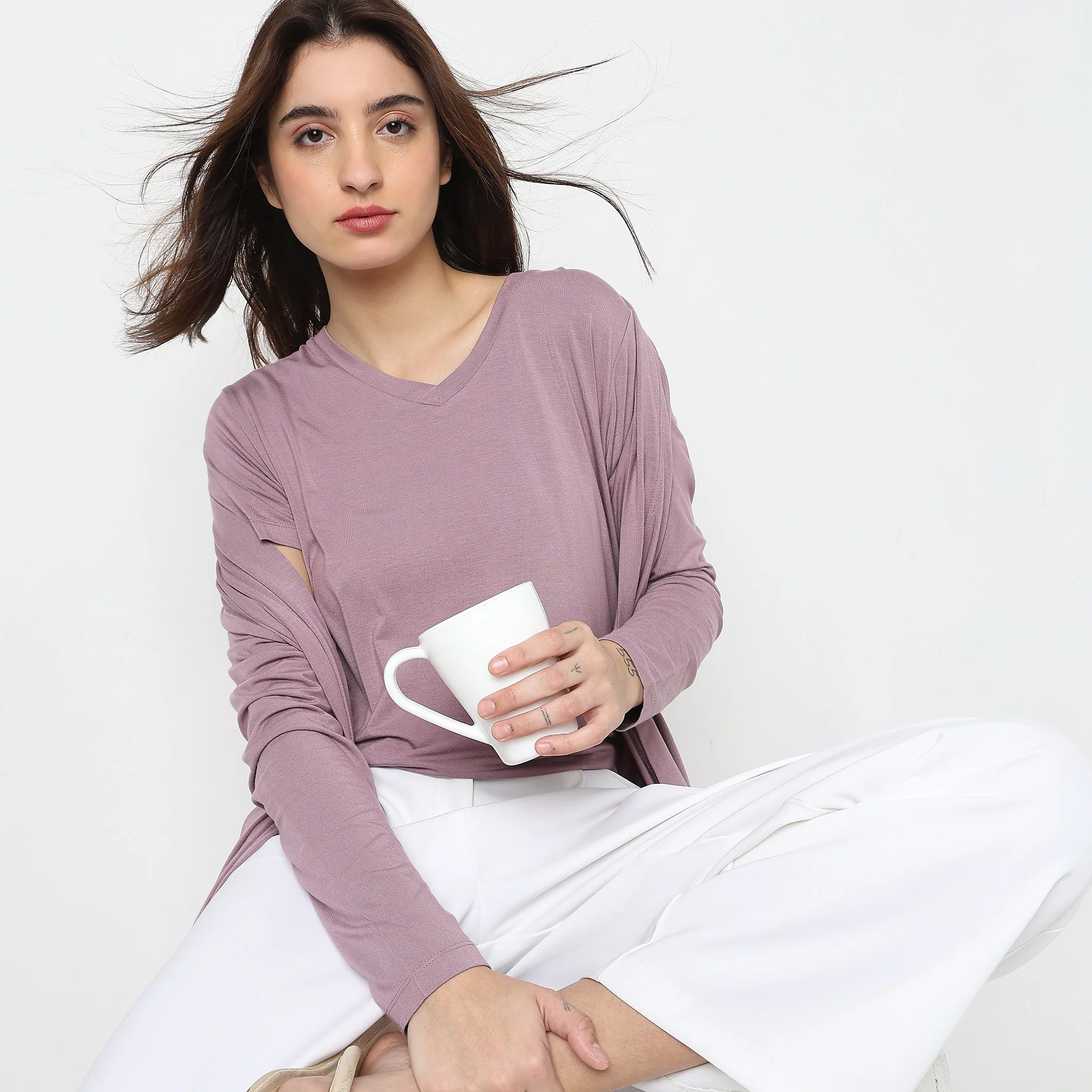 Knitted Solid Lounge Top