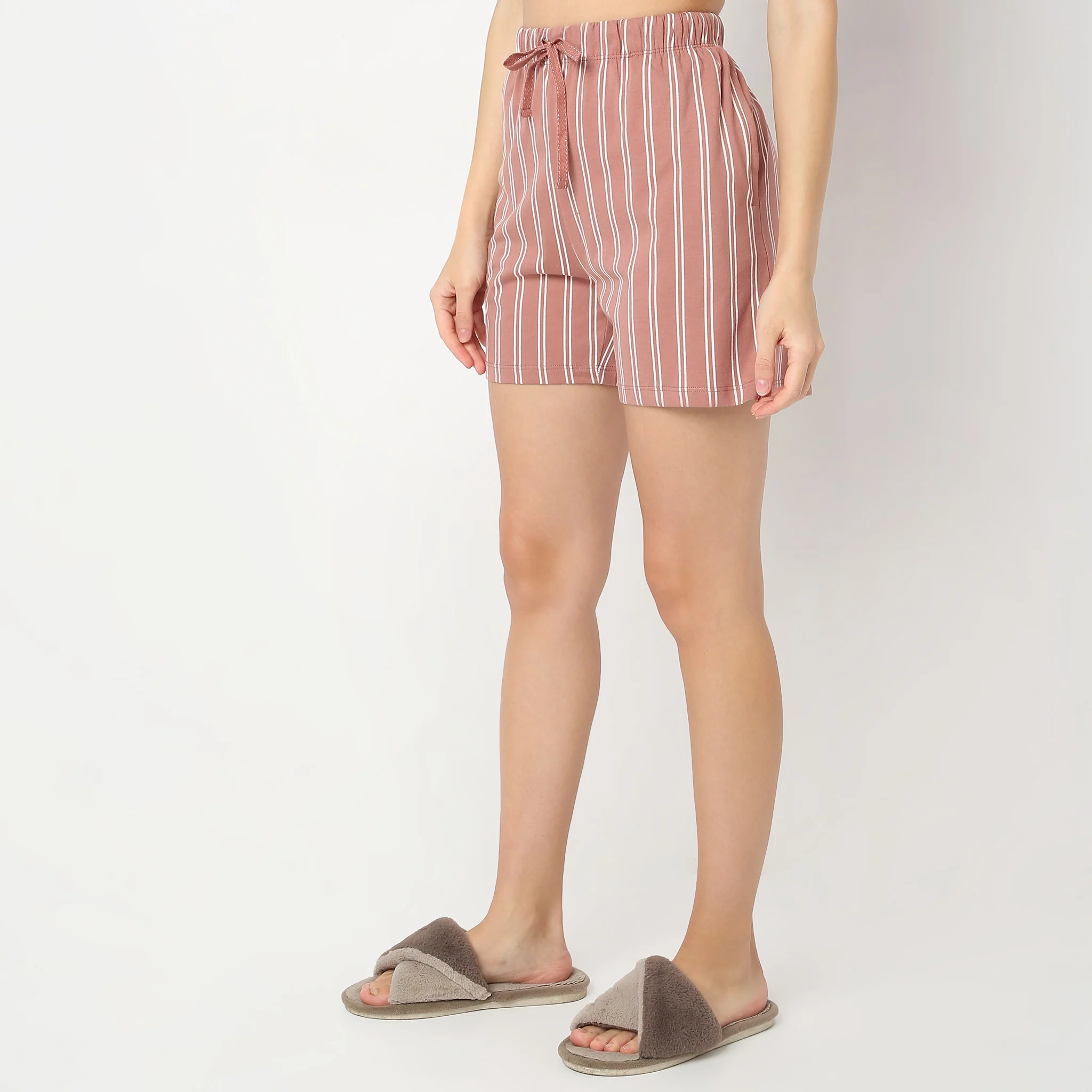 Striped Straight Core Mid Rise Lounge Shorts - Image 5