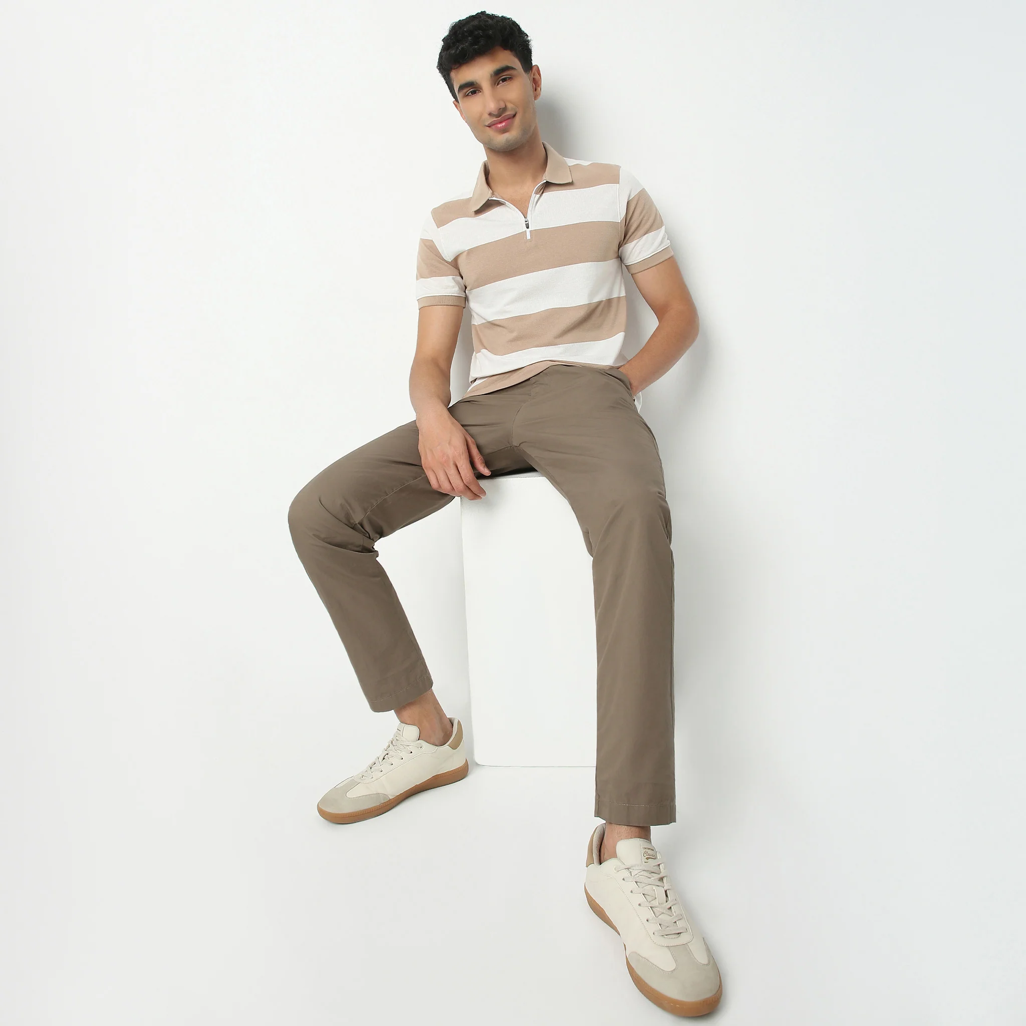 Madison Polo Neck Striped T-Shirt