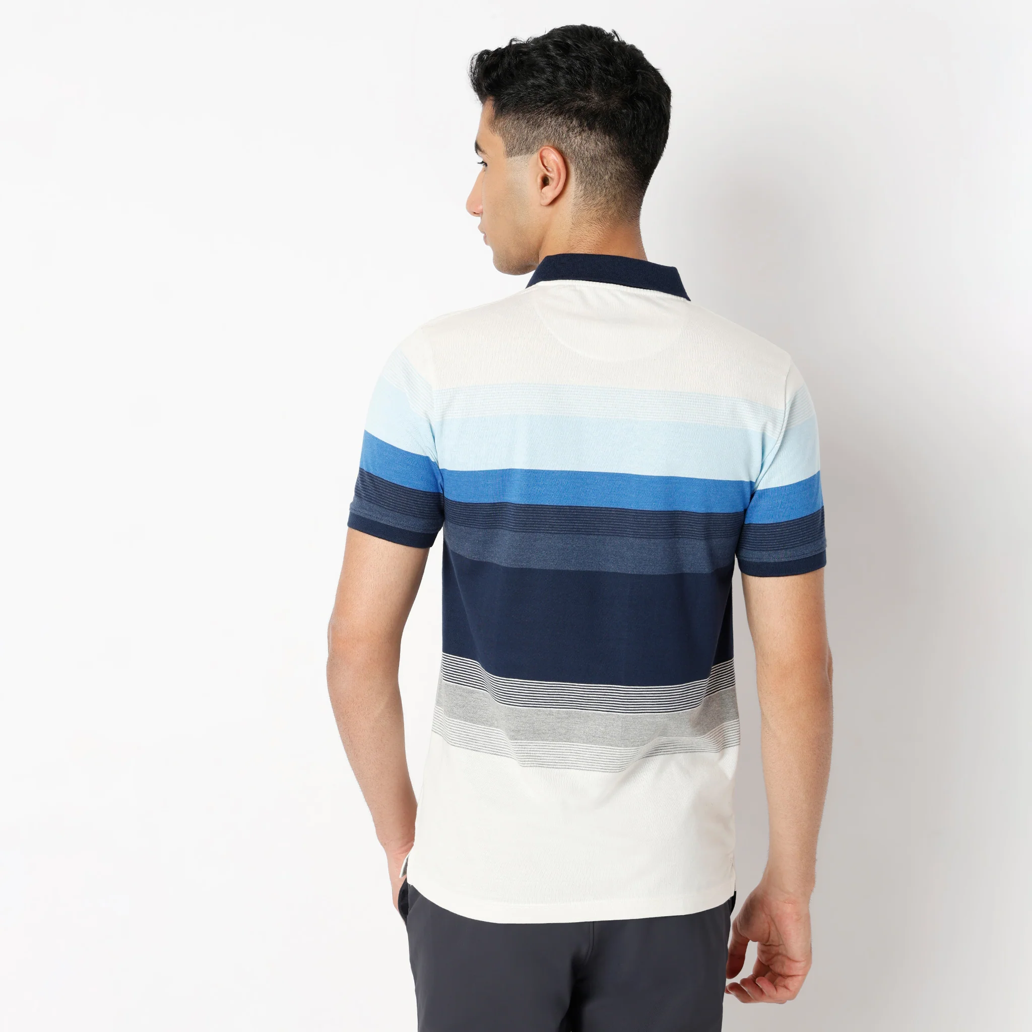 Striped Half Sleeve Weekend Polo T-Shirt - Image 3