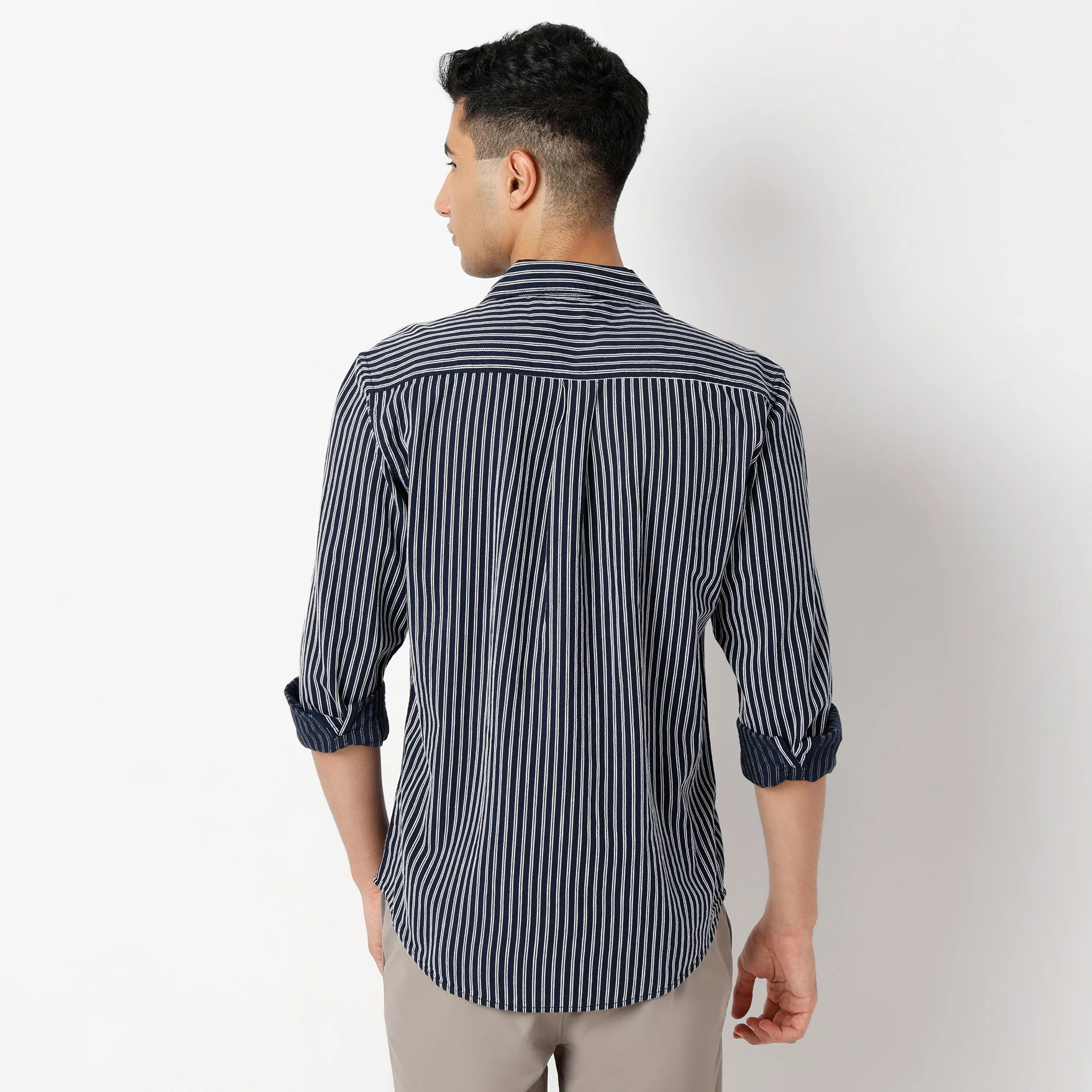 Striped Full Sleeve Cruiser Shirt With Patch Pocket - Image 3