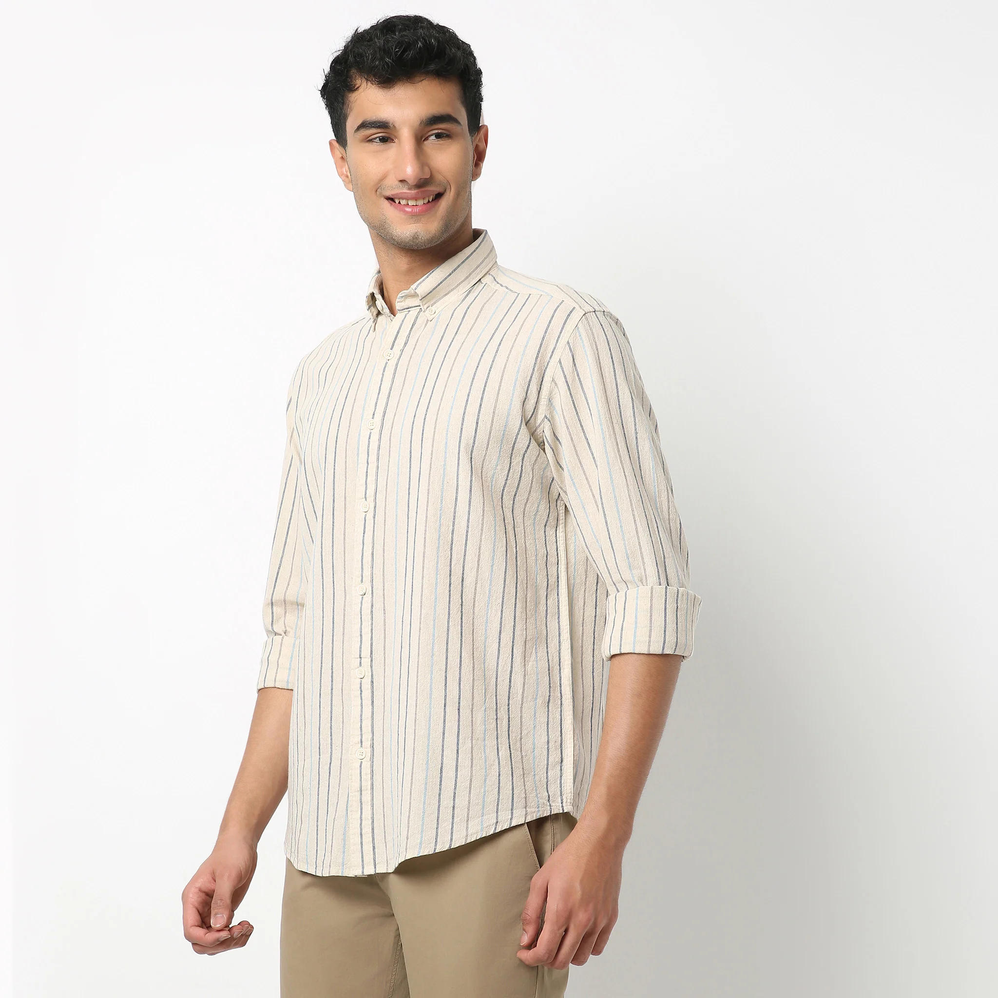 Shirt Collar Full Sleeve Striped Yarn Dyed Shirt - Image 5