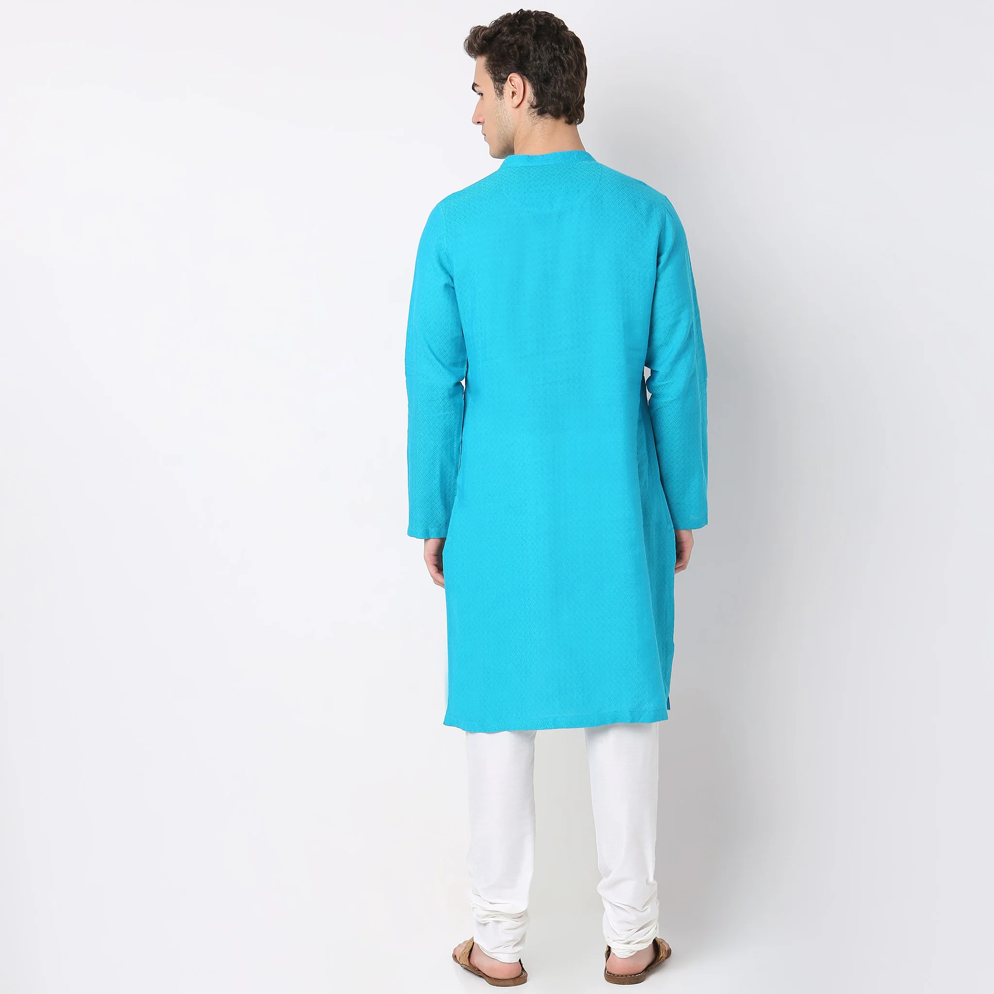 Regular Fit Structured Kurta - Image 3