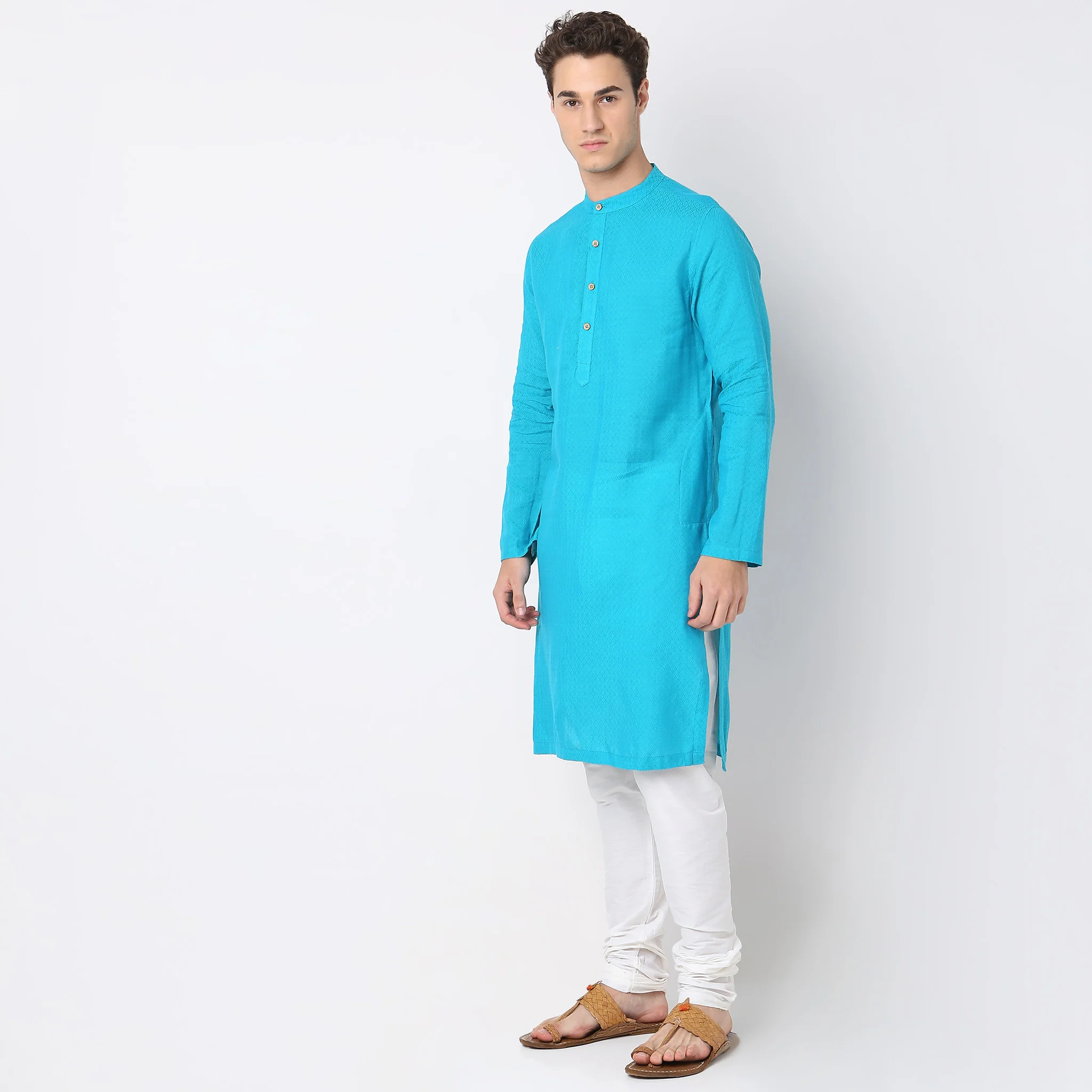Regular Fit Structured Kurta - Image 5