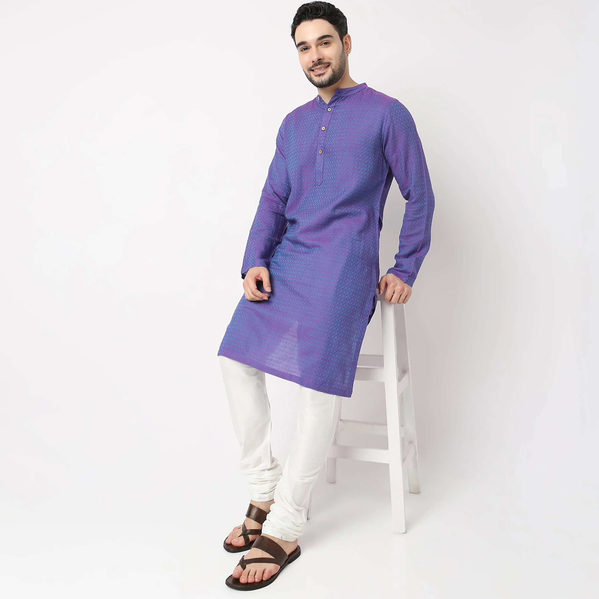 Regular Fit Structured Kurta - Image 6