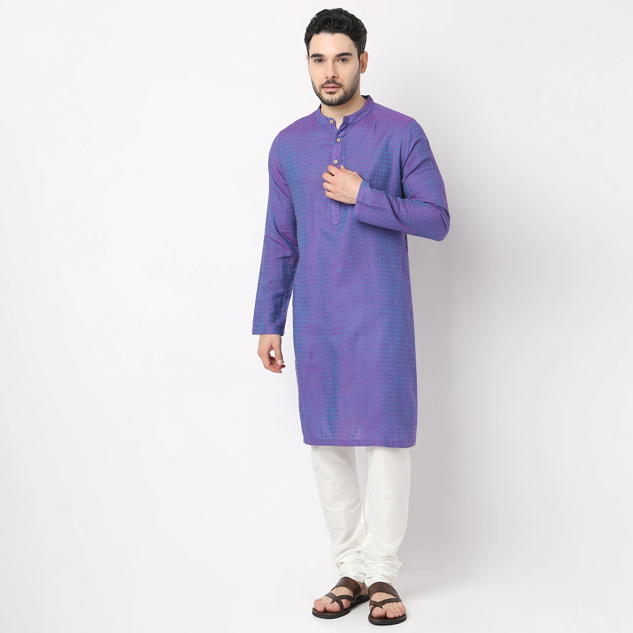 Regular Fit Structured Kurta - Image 7