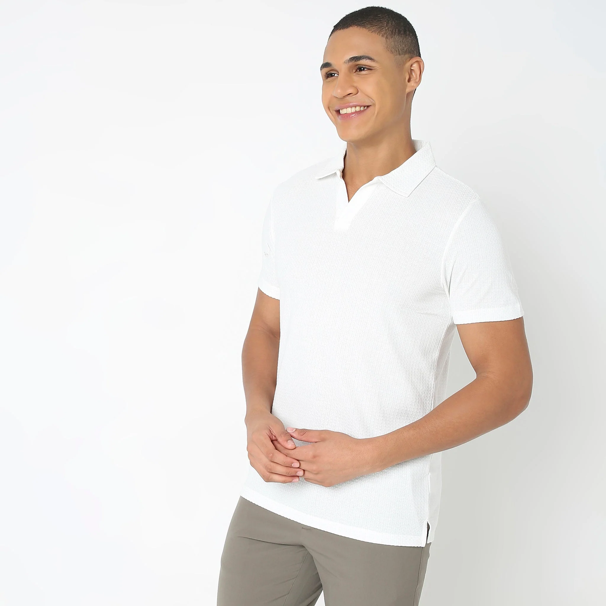 Knitted Structured Polo T-Shirt - Image 9