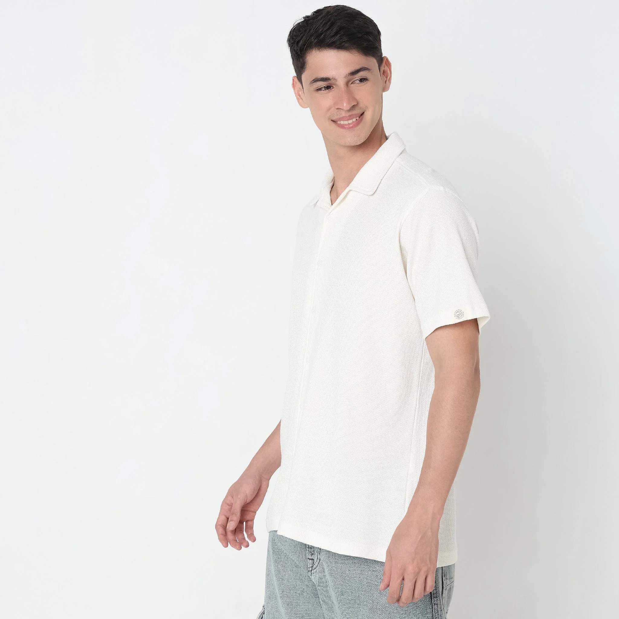 Vacay Shirt™ - Cuban Collar Knitted Structure Regular Fit Shirt - Image 4