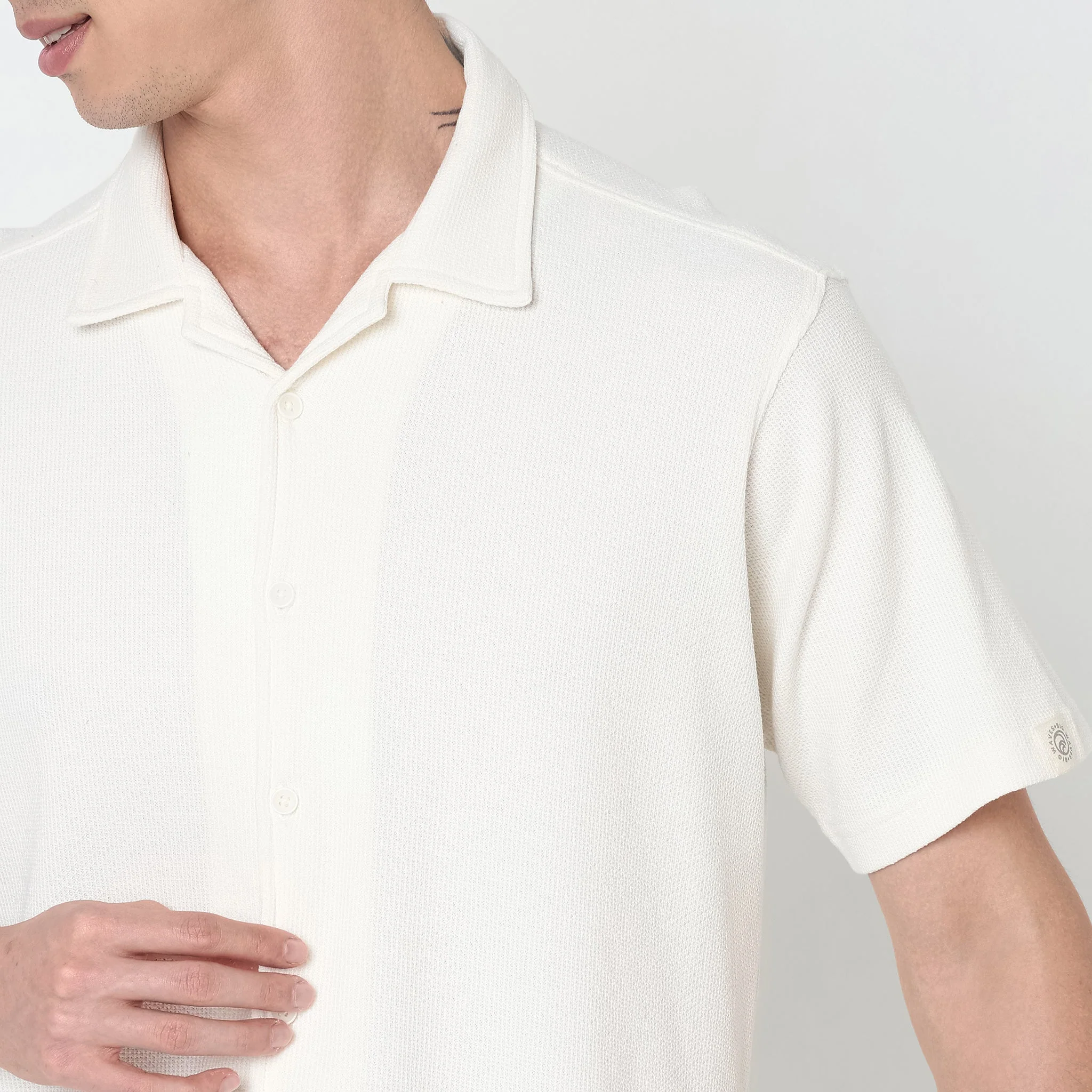 Vacay Shirt™ - Cuban Collar Knitted Structure Regular Fit Shirt - Image 5