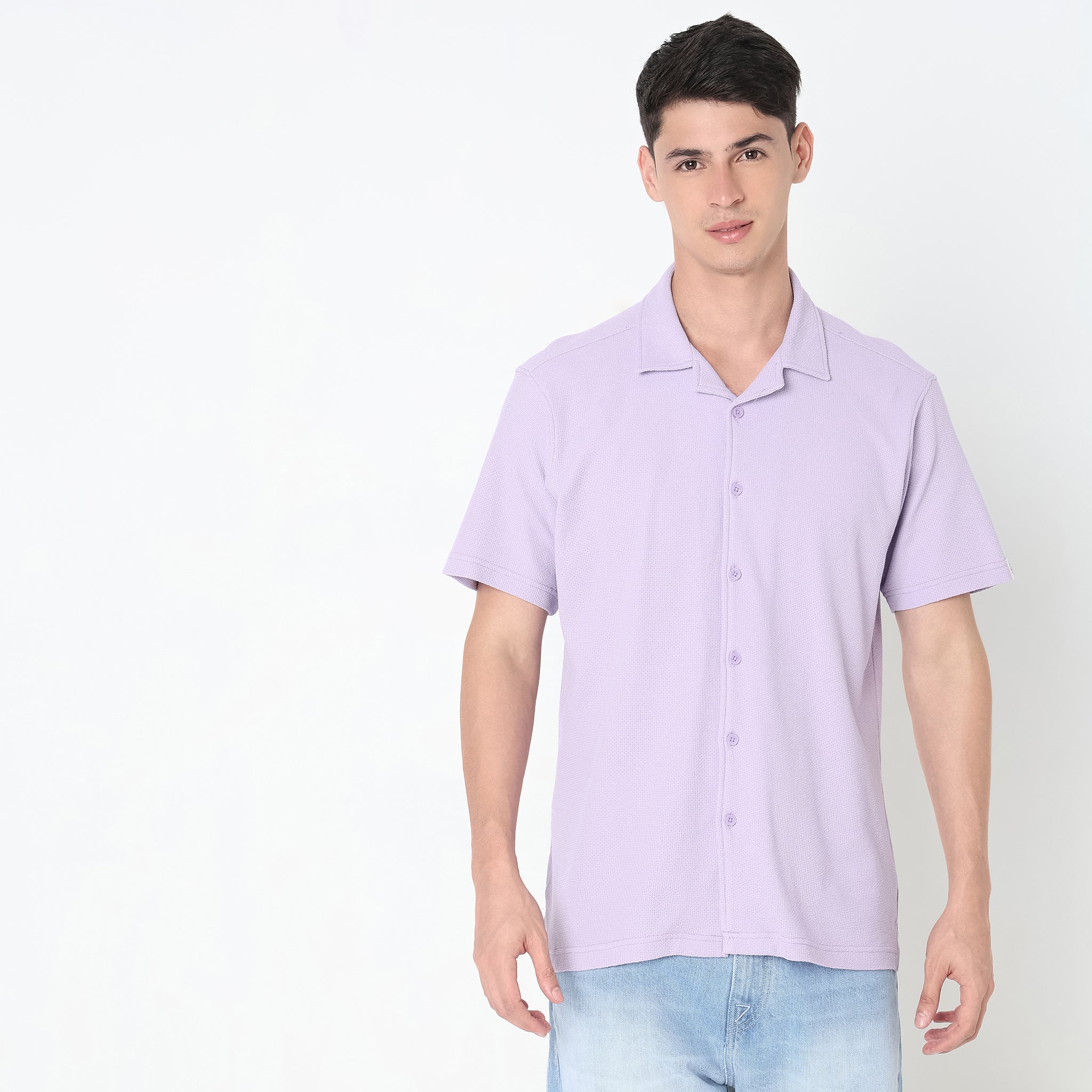 Vacay Shirt™ - Cuban Collar Knitted Structure Regular Fit Shirt - Image 7