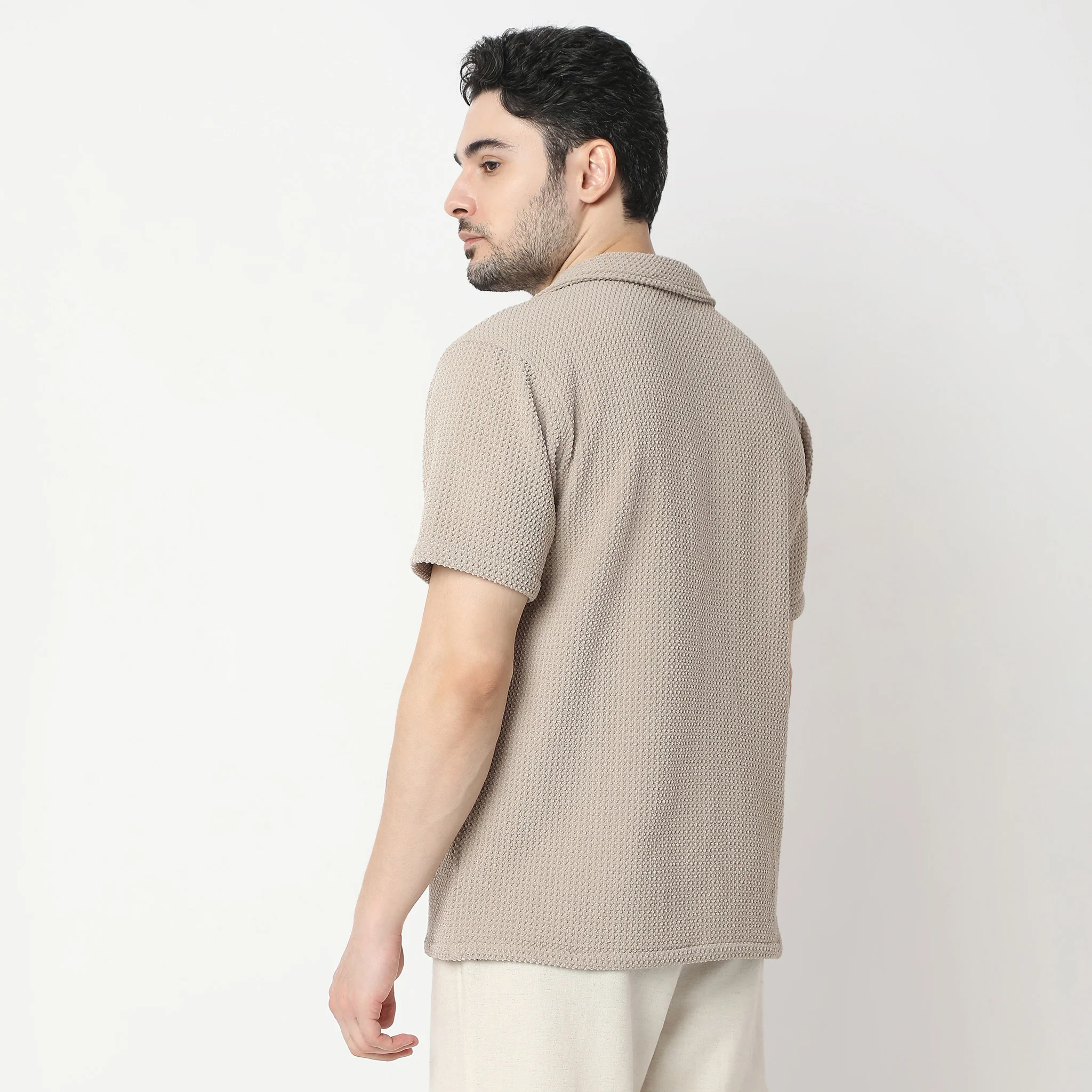 BAEᵉˣ Shirt Structured Half Sleeve Cuban Collar Shirt - Image 3