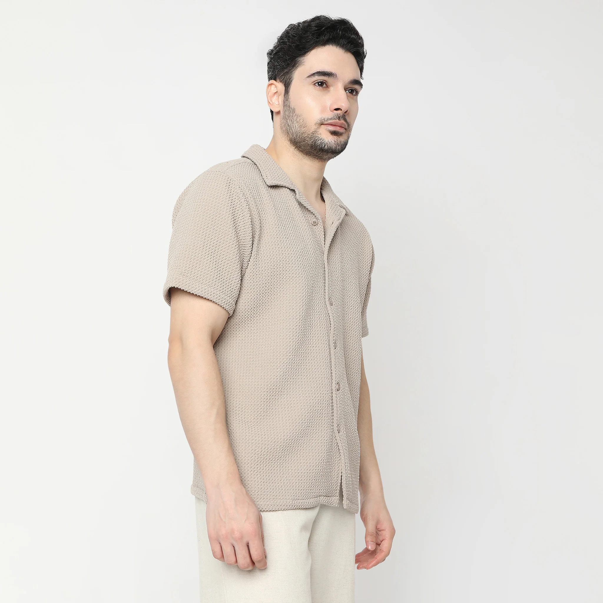 BAEᵉˣ Shirt Structured Half Sleeve Cuban Collar Shirt - Image 5