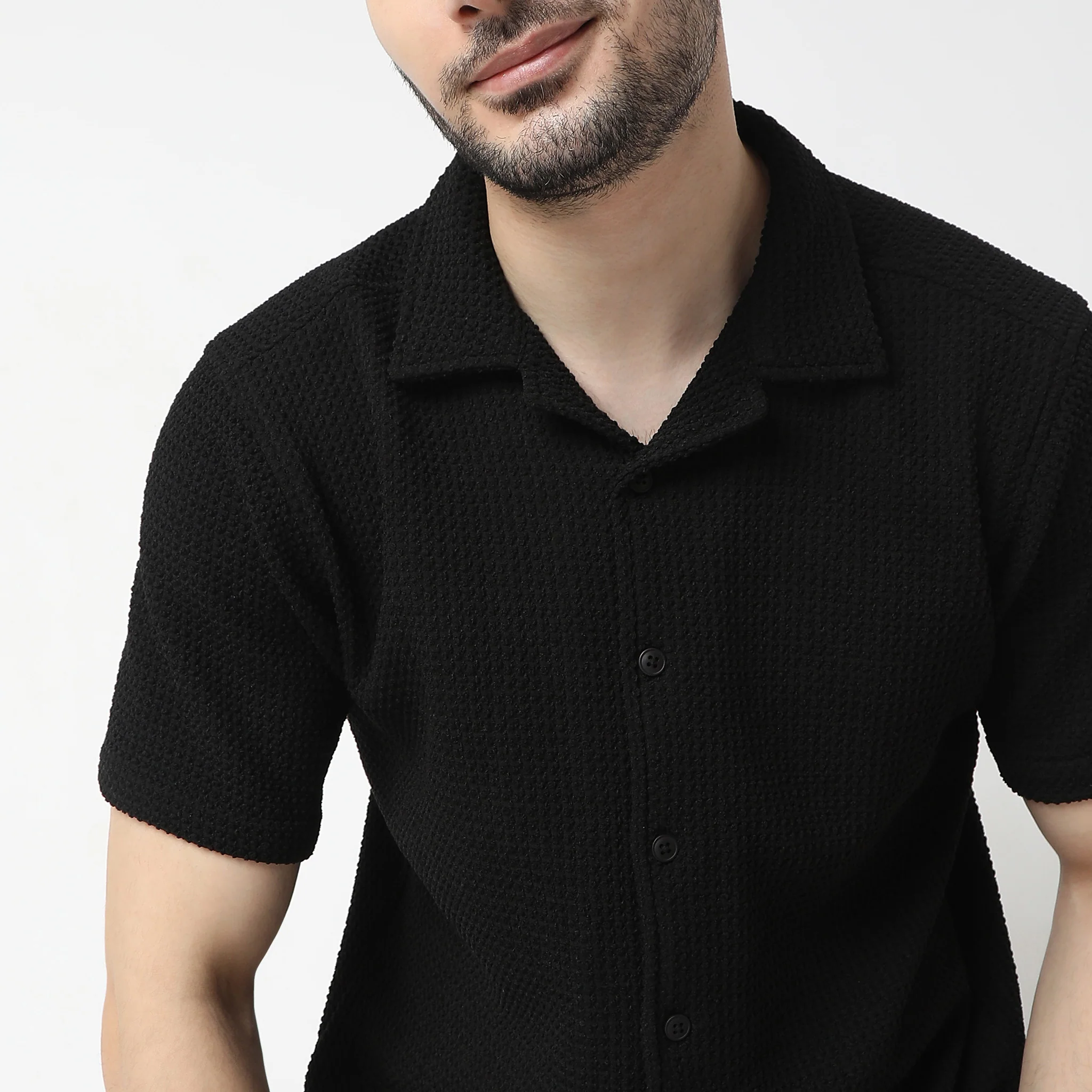 BAEᵉˣ Shirt Structured Half Sleeve Cuban Collar Shirt - Image 9