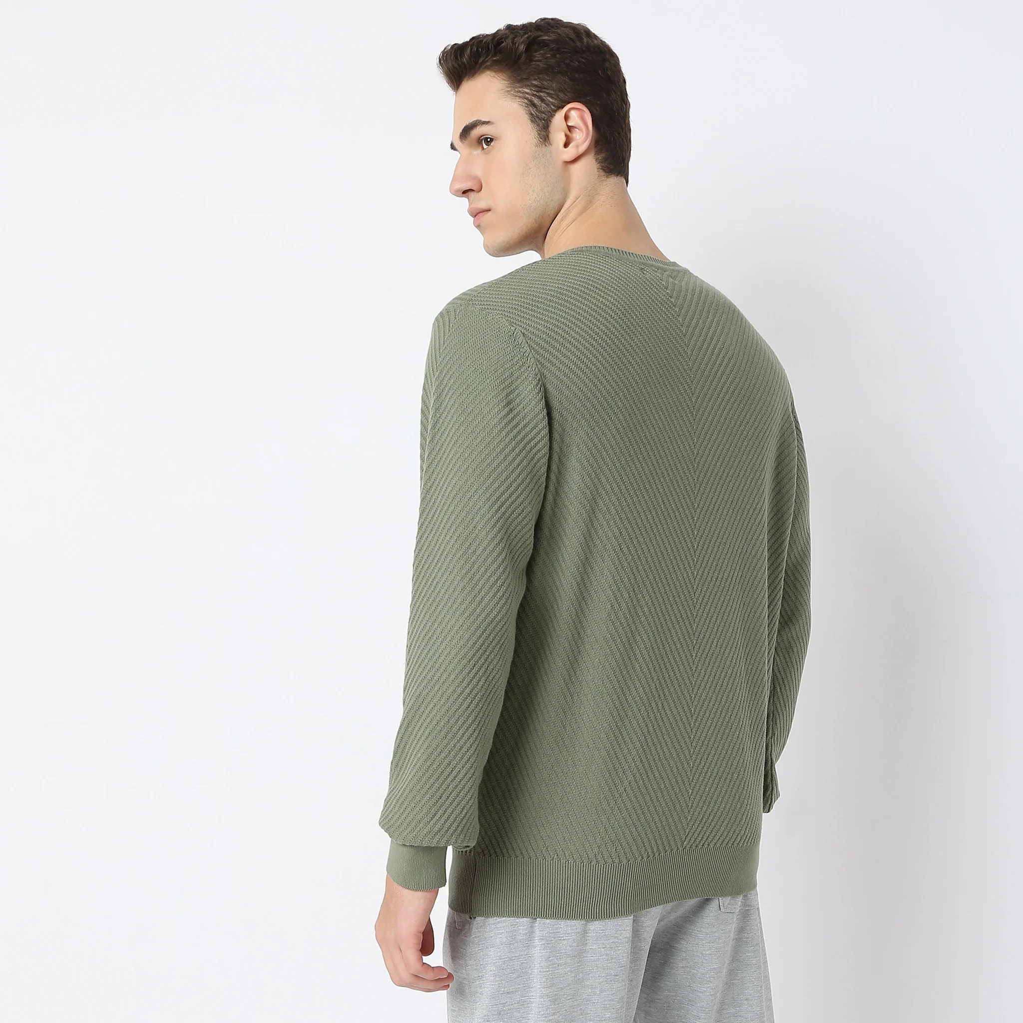 Regular Fit Structured Flat Knit Sweater - Image 8
