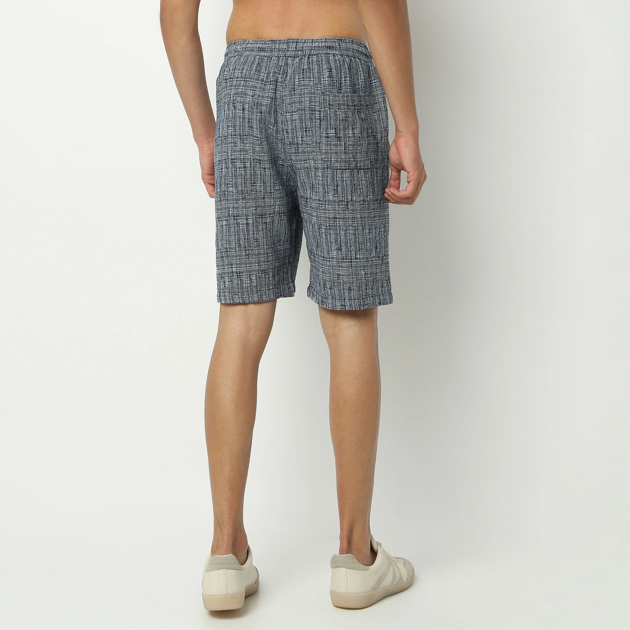 Knee Length Textured Yarn Dyed Pull-On Mood Shorts - Image 3