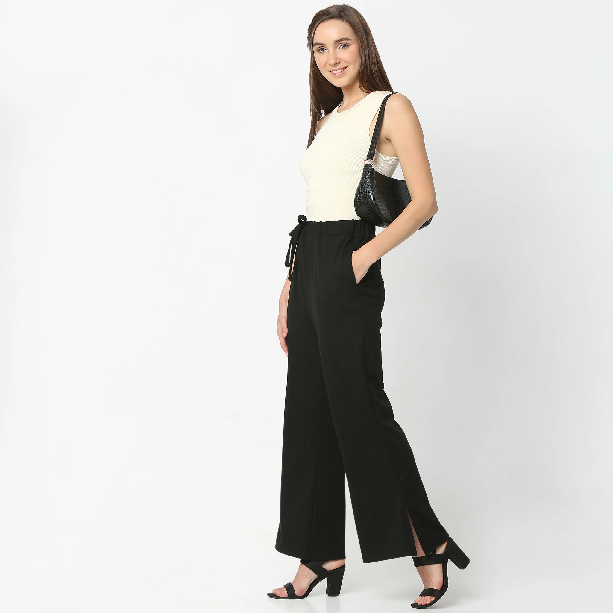 Relaxed Fit Ankle Length High Rise Palazzos