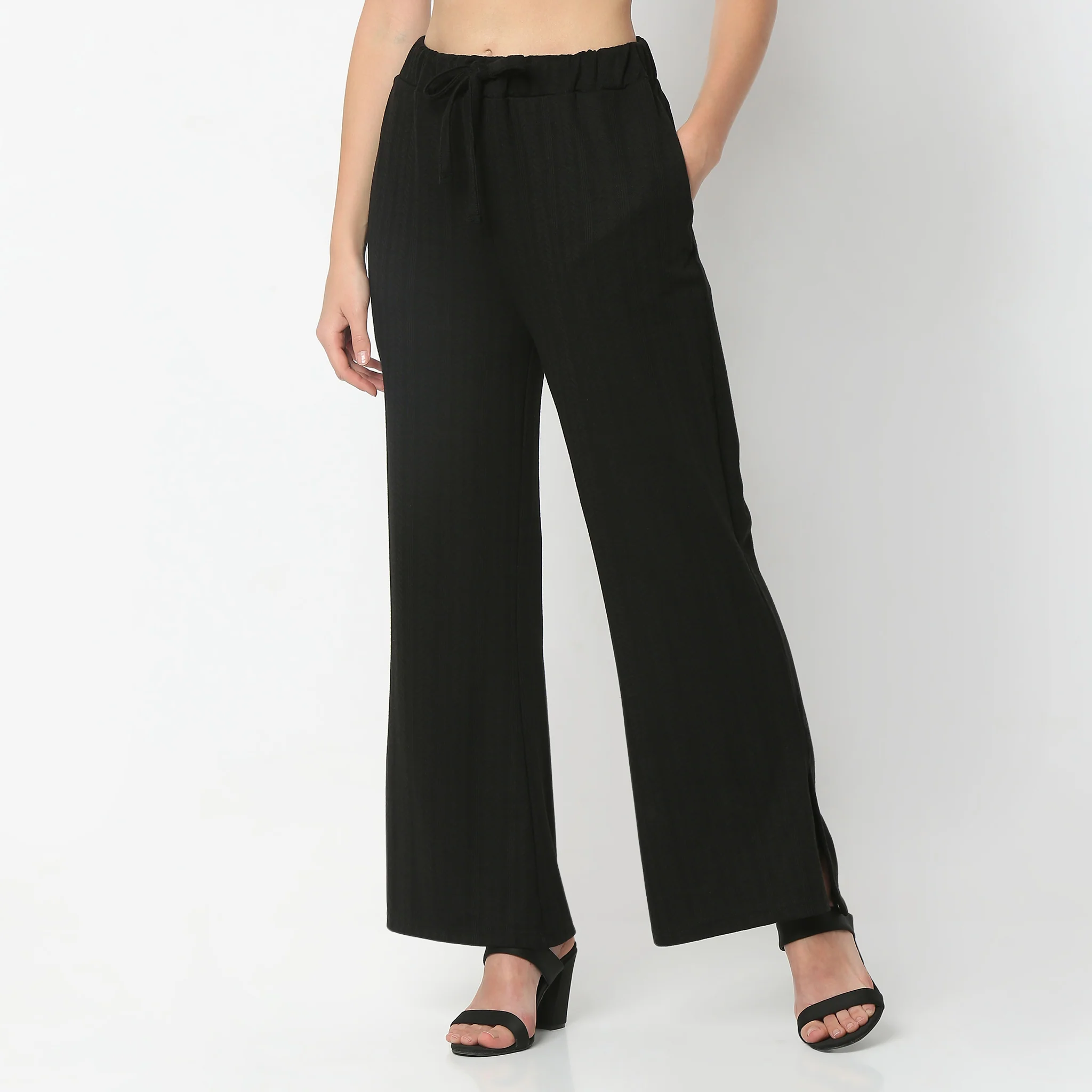 Relaxed Fit Ankle Length High Rise Palazzos - Image 2