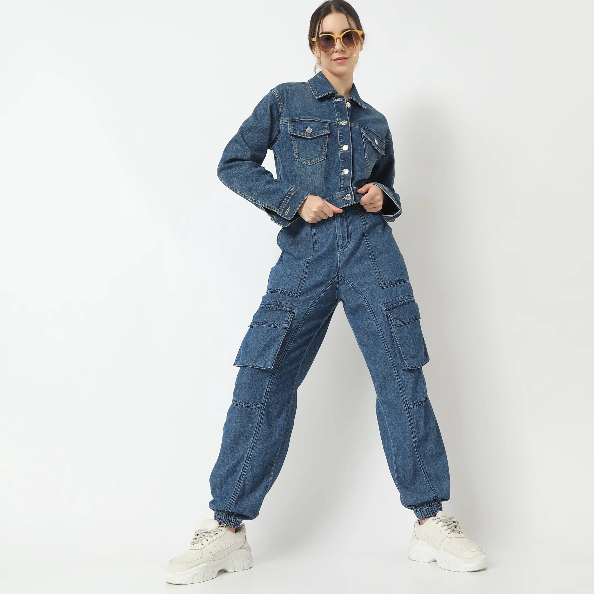 Relaxed Fit Full Length High Rise Light Weight Denim Pants