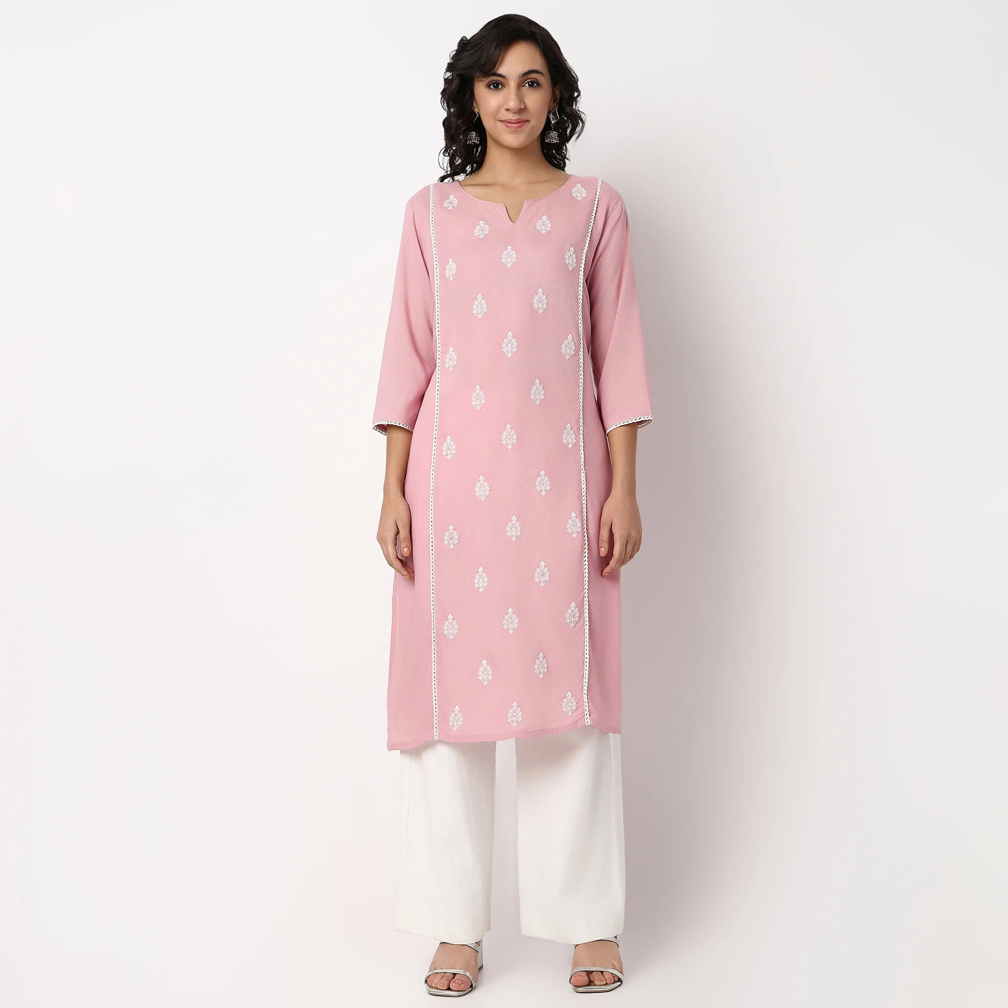 Embroidered Center Panel Straight Kurta - Image 7