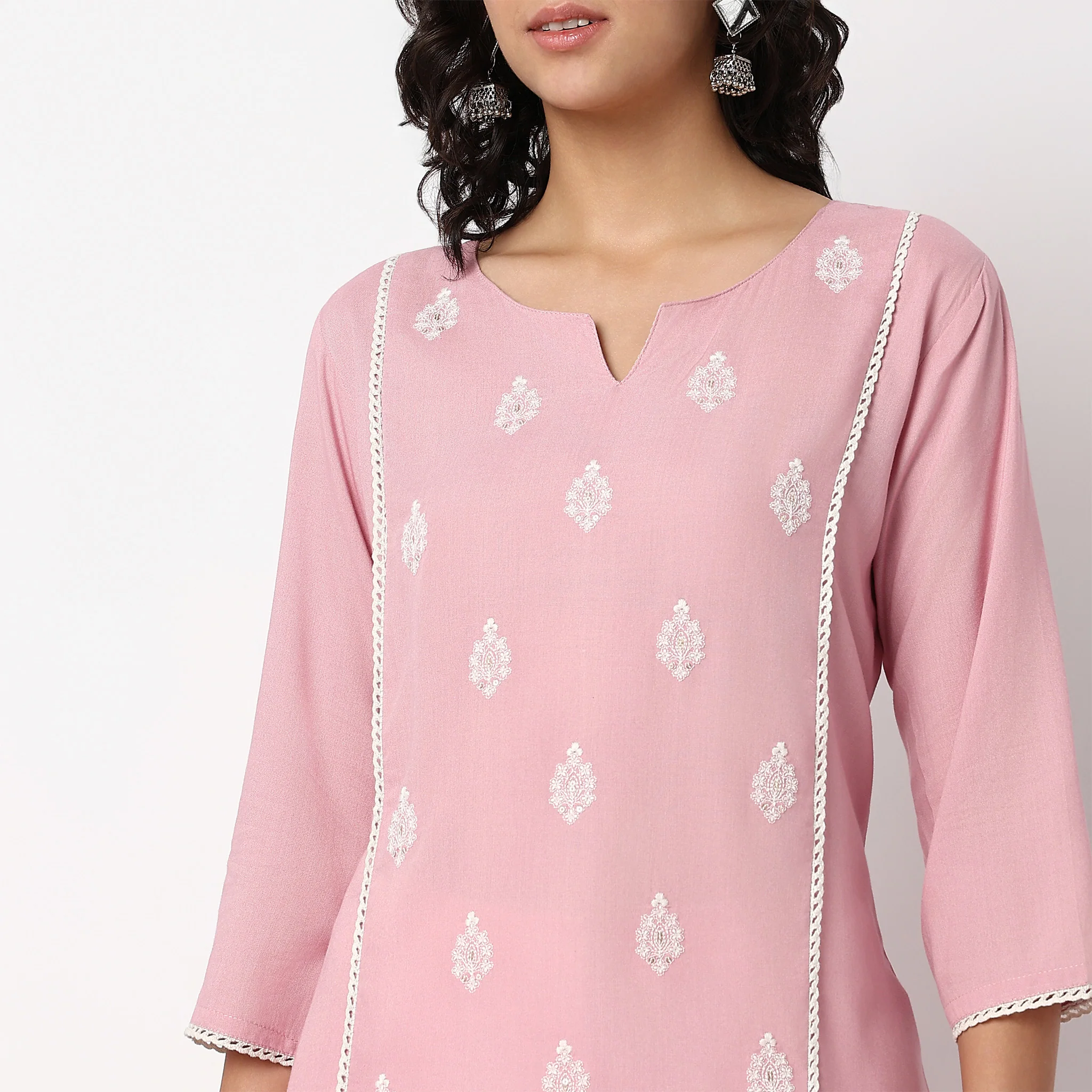 Embroidered Center Panel Straight Kurta - Image 9