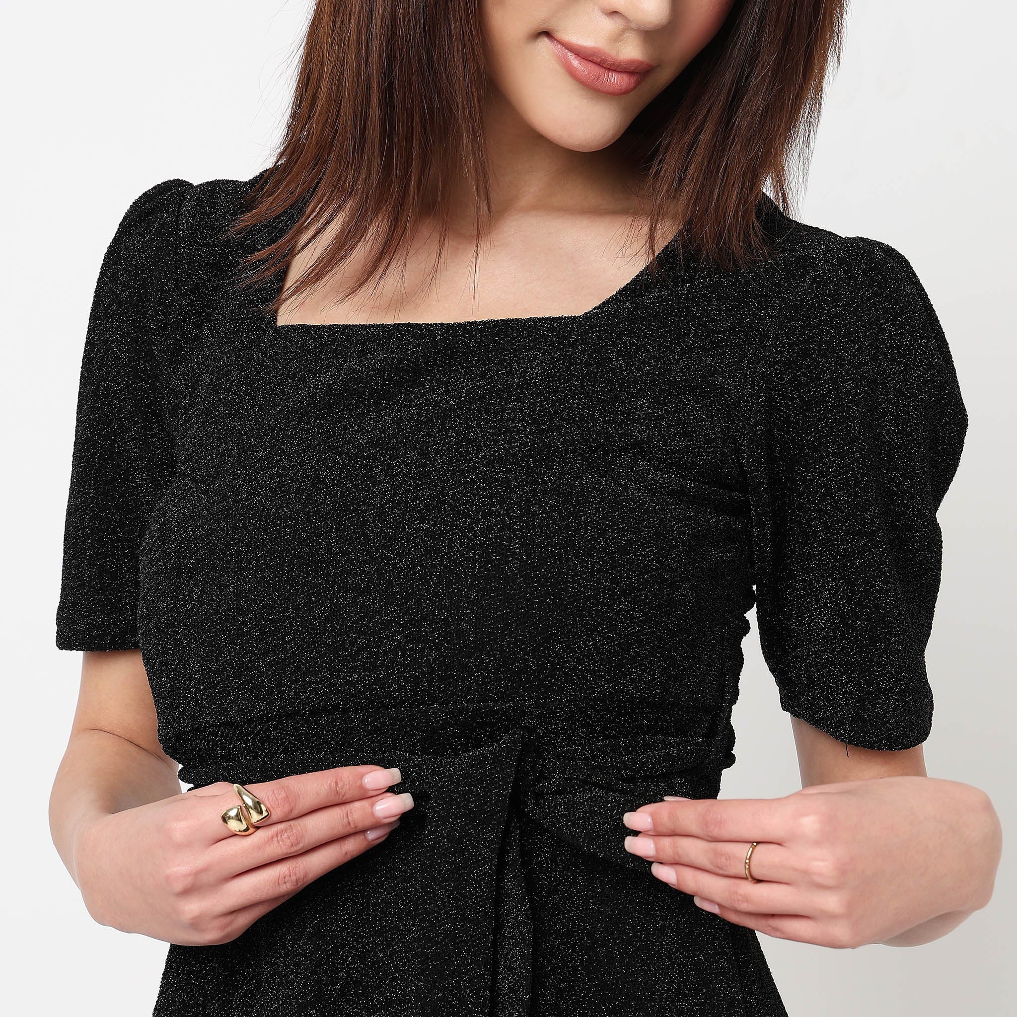 Shimmer Sheath Flared Party Dress - Image 4