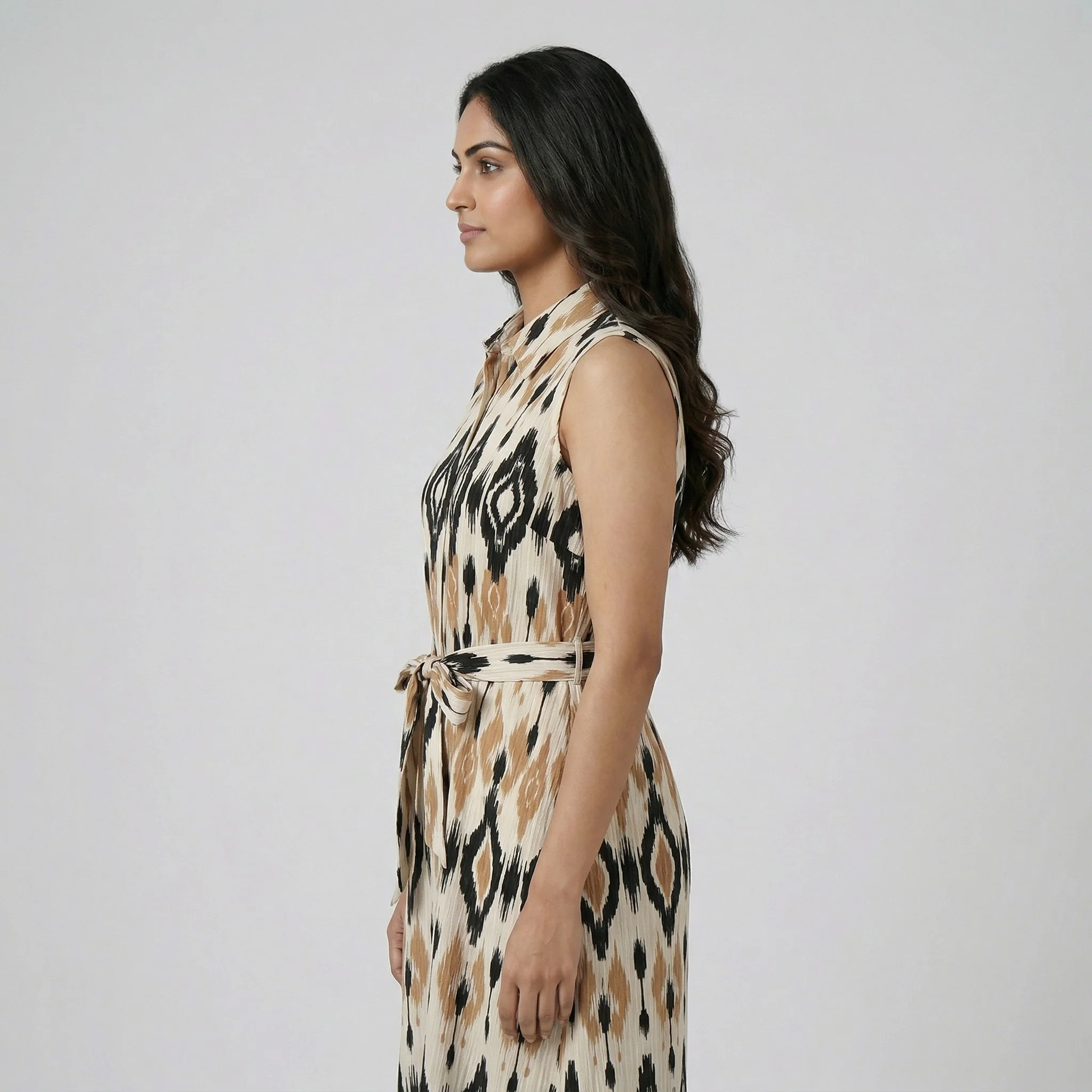 Sleeveless Printed Shirt Dress - Image 2