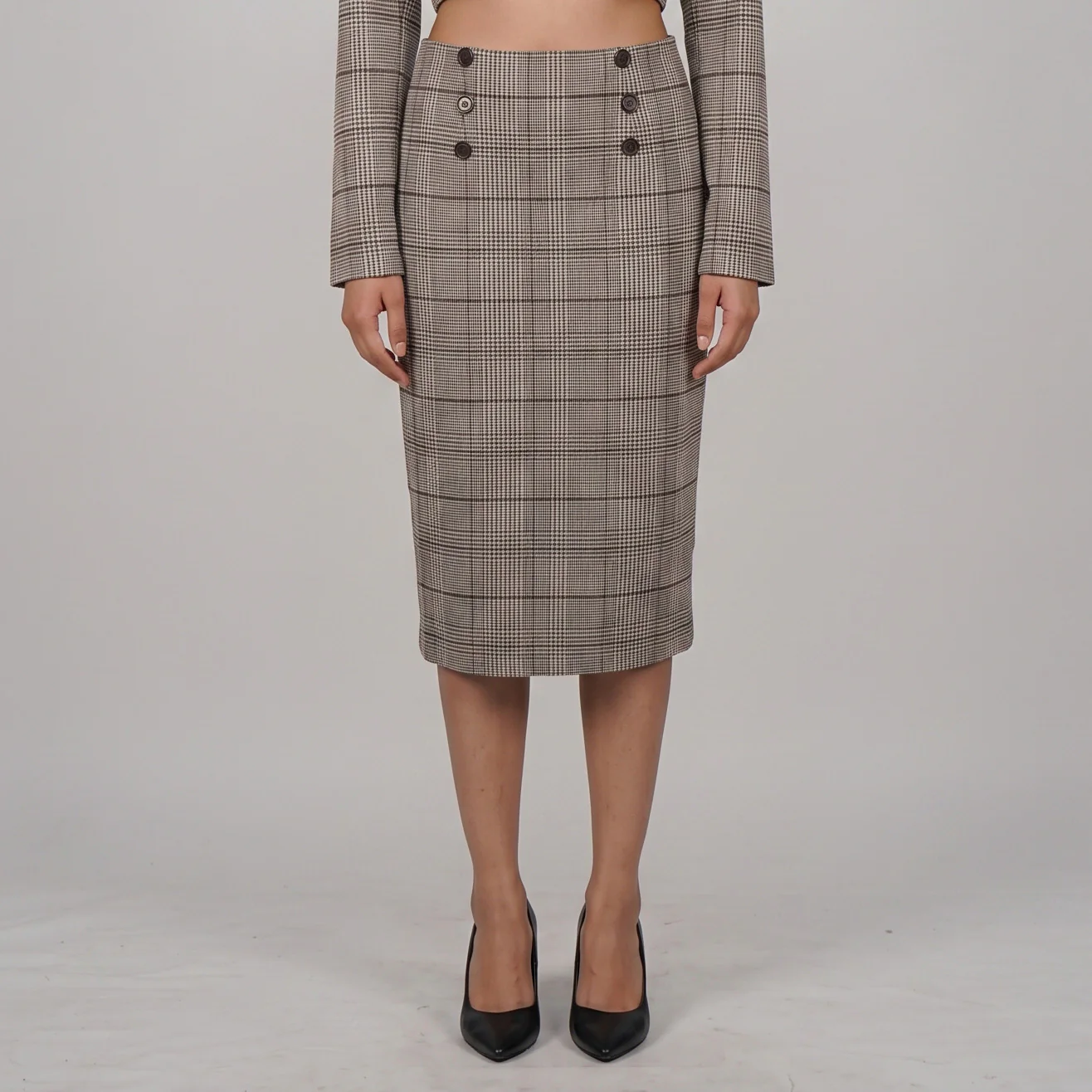 Slim Fit Checkered Skirt - Image 2