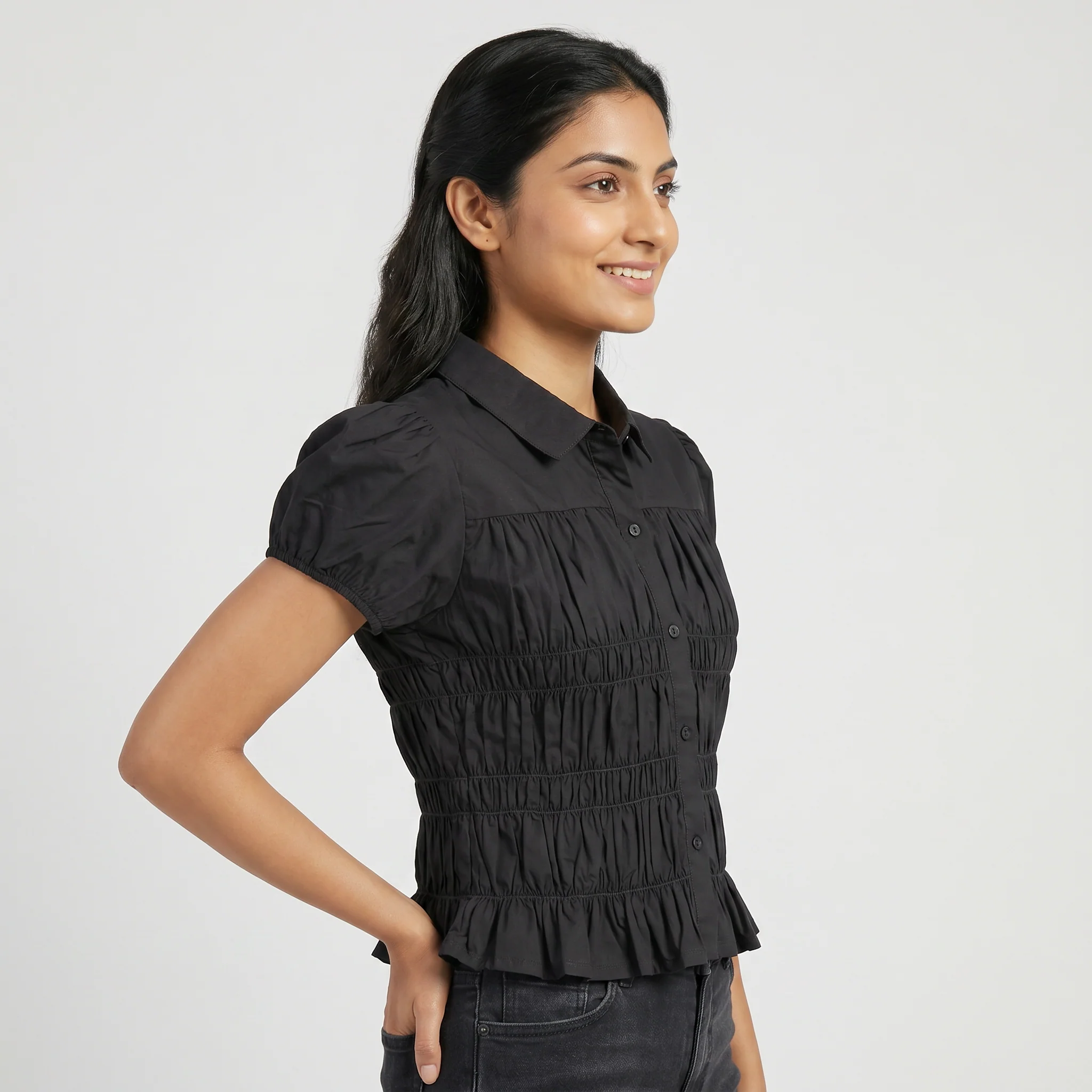 Slim Fit Cropped Shirt - Image 2
