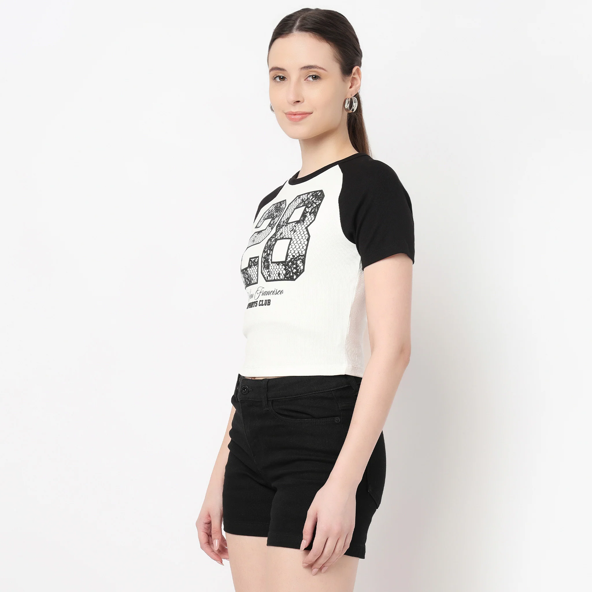 Slim Fit Graphic Crop Tee - Image 5