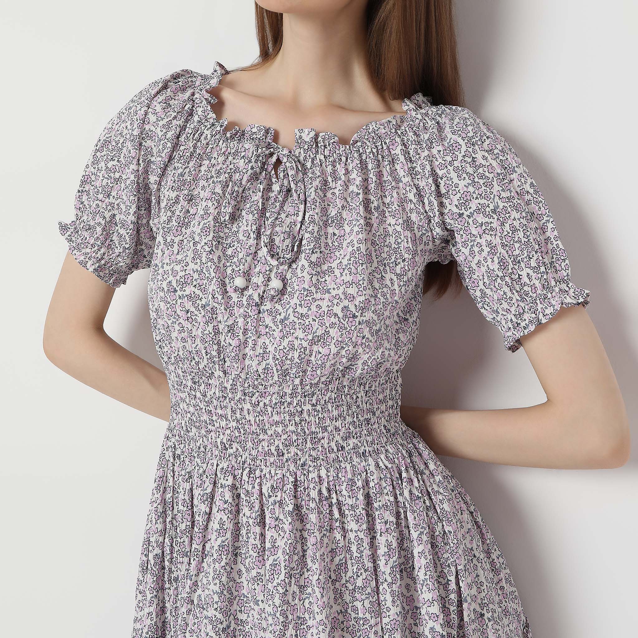 Flare Fit Printed Dress - Image 4