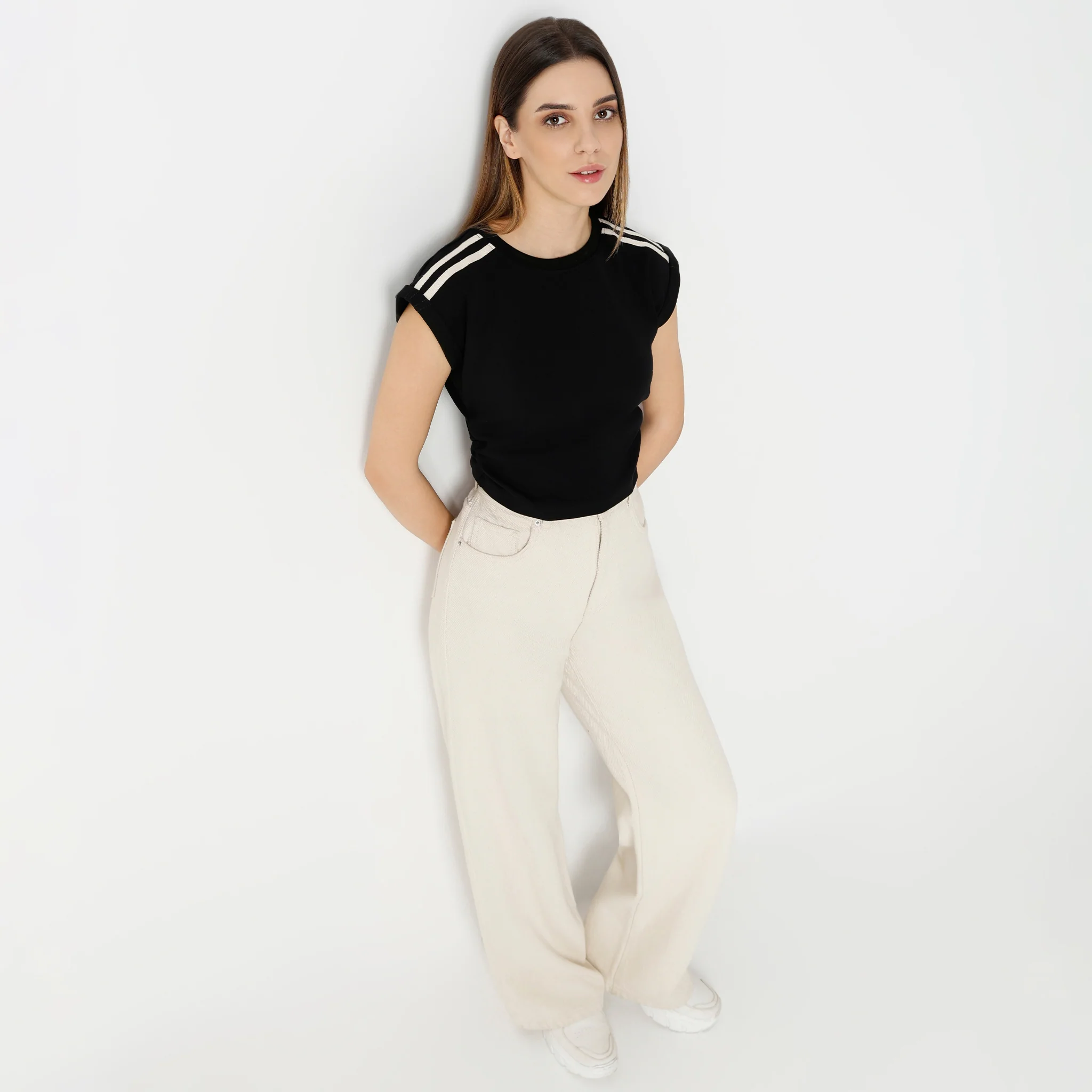 Slim Fit Short Sleeve Crop T-Shirt - Image 2
