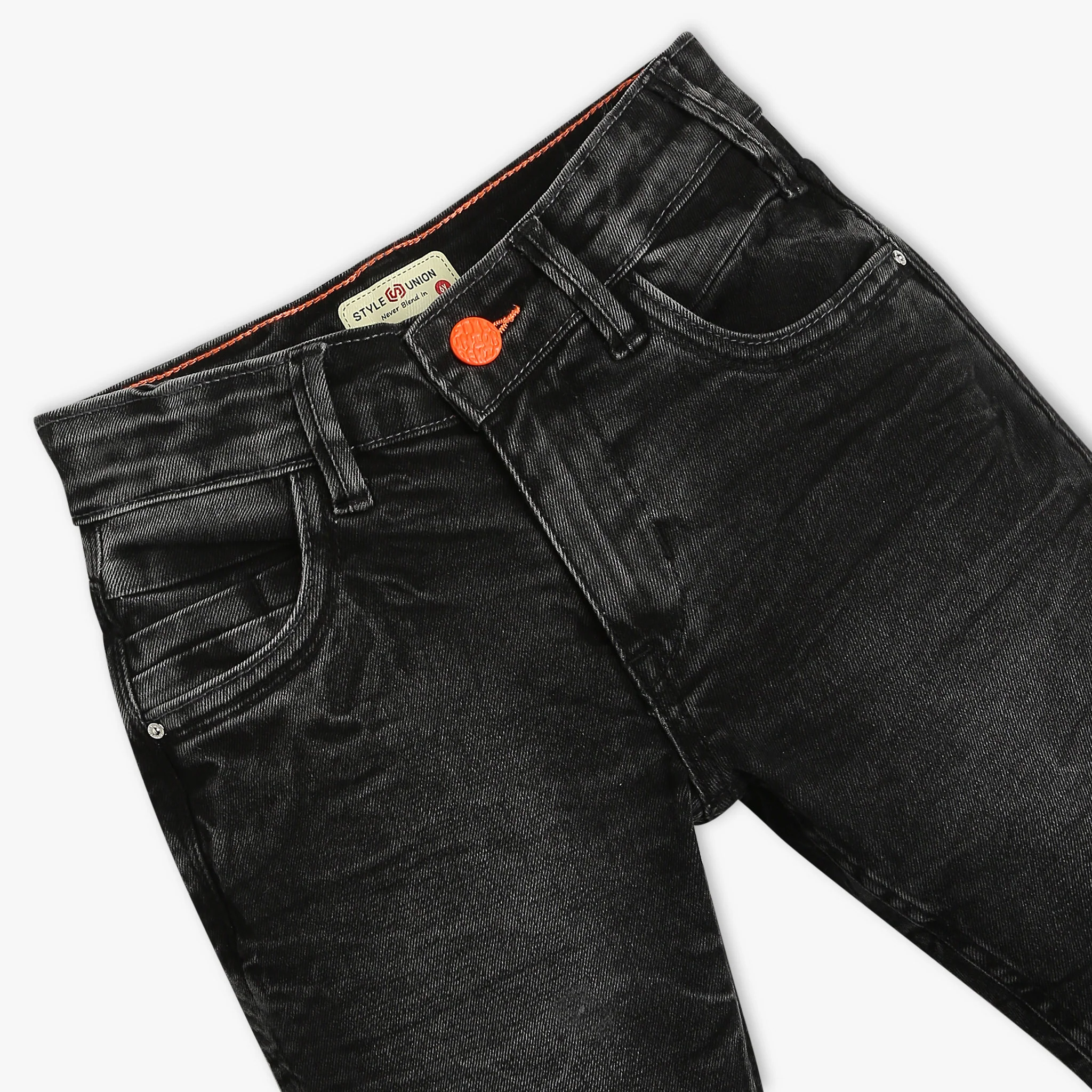 Boys Solid Slim Fit Great Smart Casual Denim With Crackle Effect - Image 3