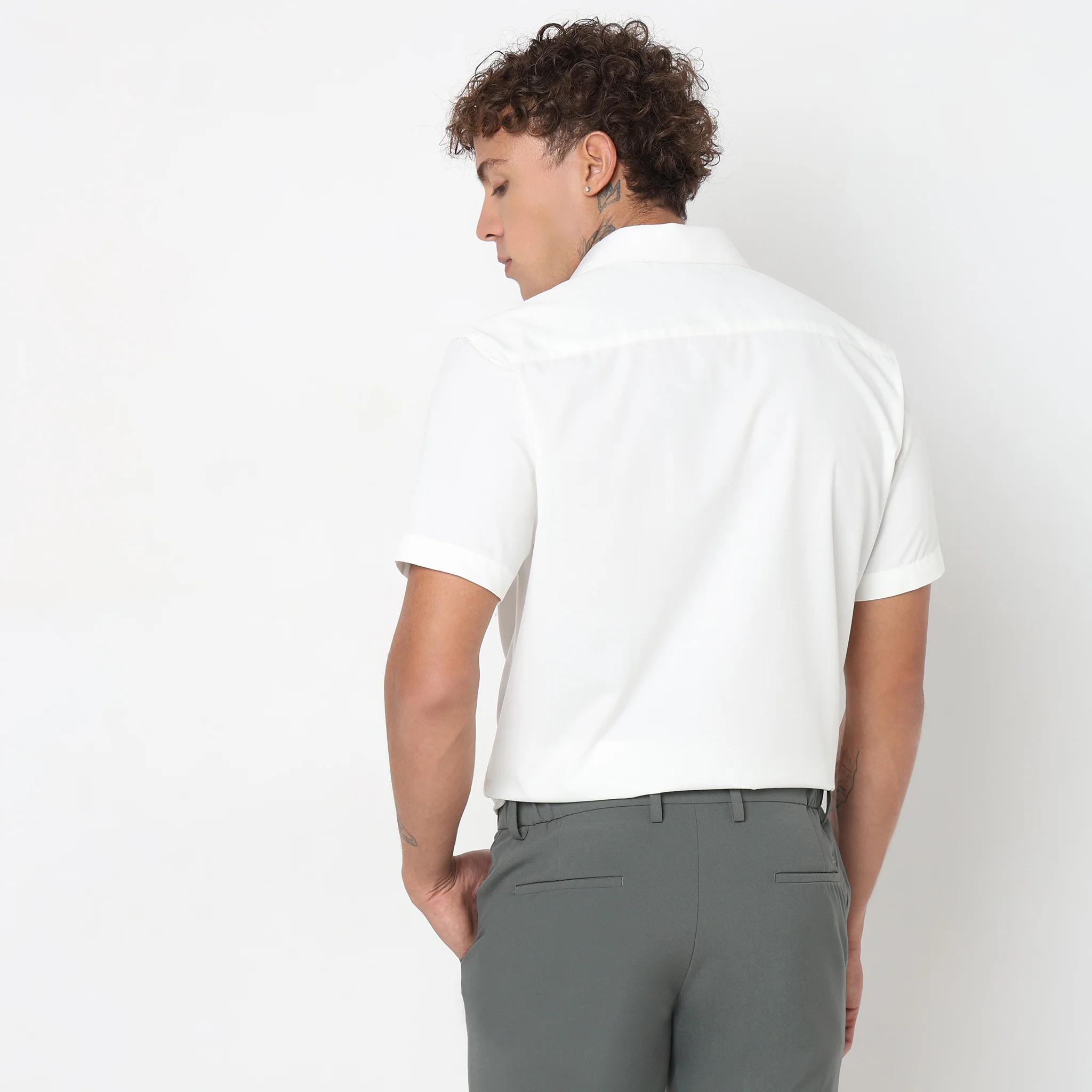 Slim Fit Solid Shirt - Image 3