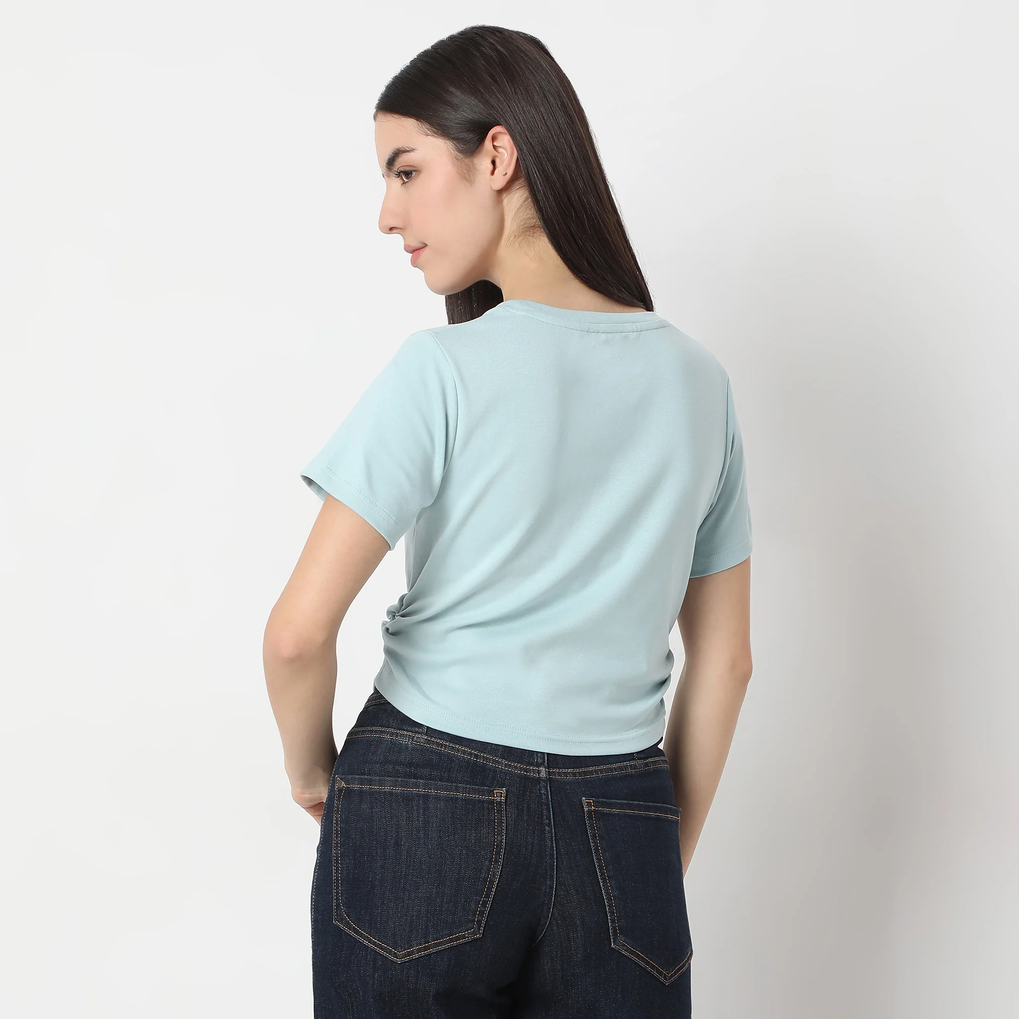 Slim Fit Short Sleeve Crop T-Shirt - Image 3