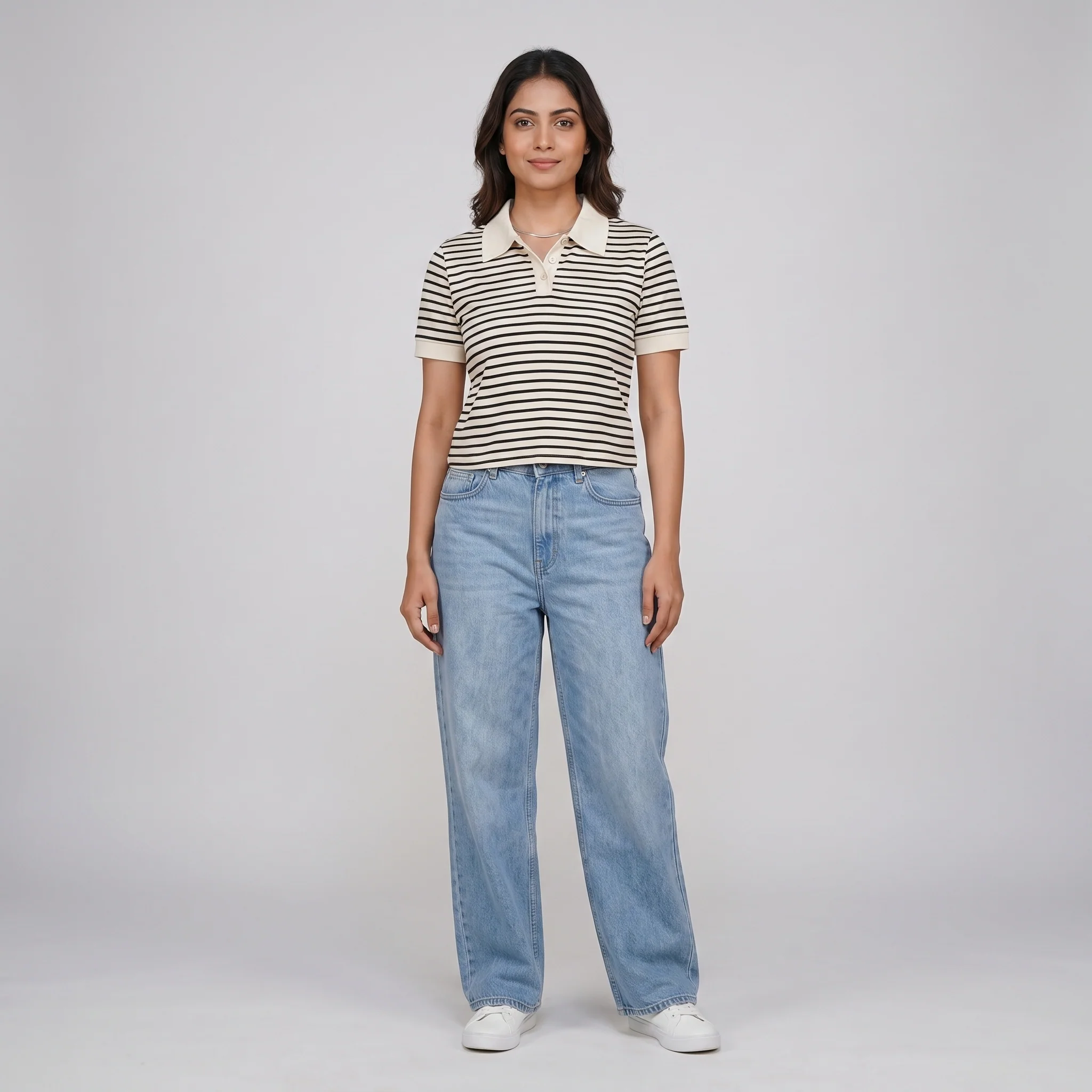 Slim Fit Striped Crop T-Shirt