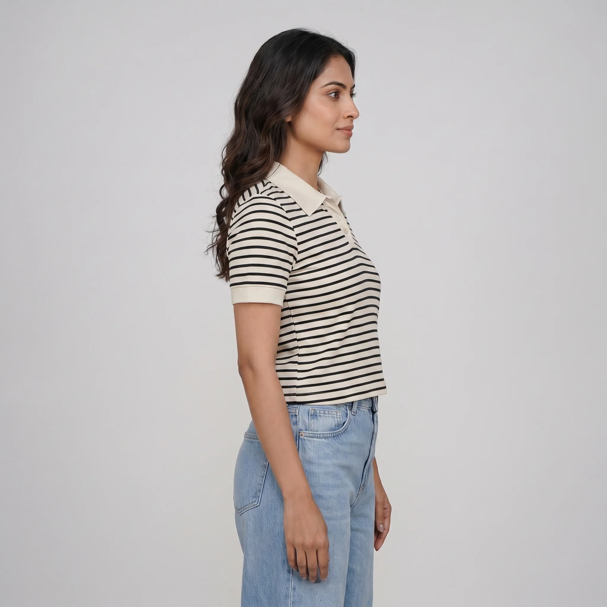 Slim Fit Striped Crop T-Shirt - Image 2