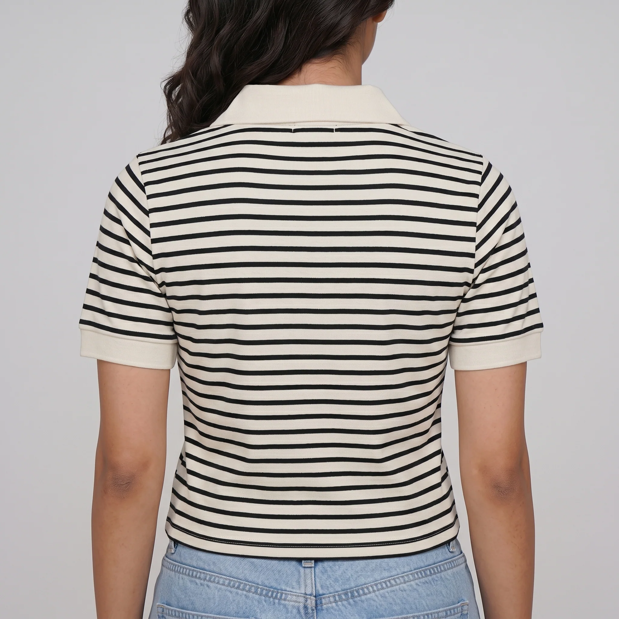 Slim Fit Striped Crop T-Shirt - Image 3