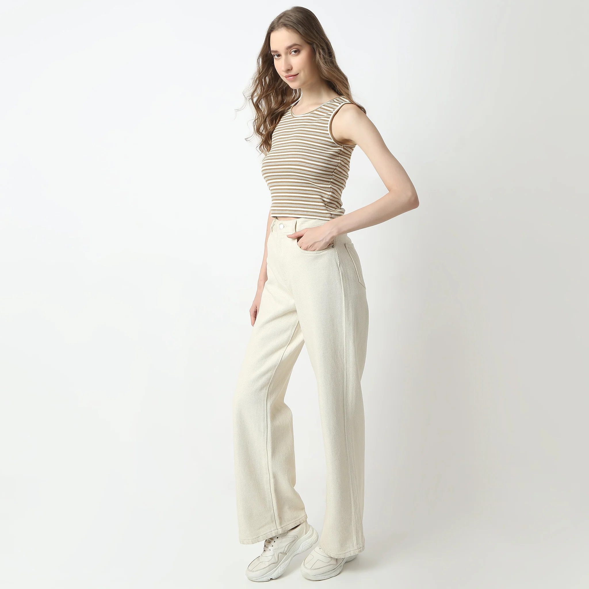 Slim Fit Striped Sleeveless Betty Essential T-Shirt - Image 11