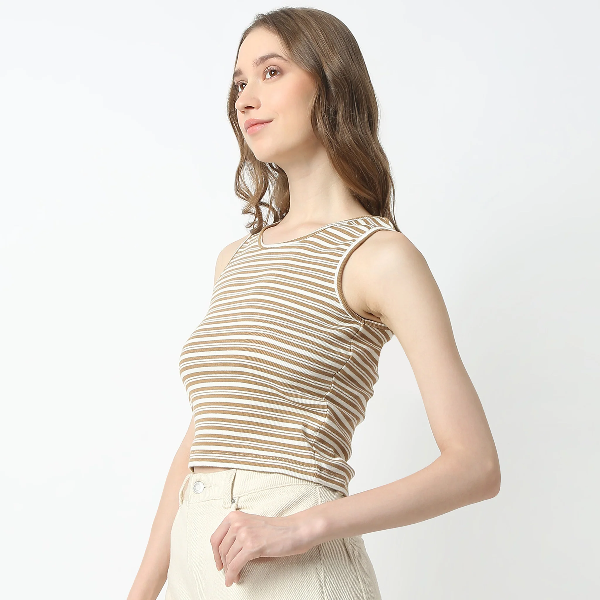 Slim Fit Striped Sleeveless Betty Essential T-Shirt - Image 14