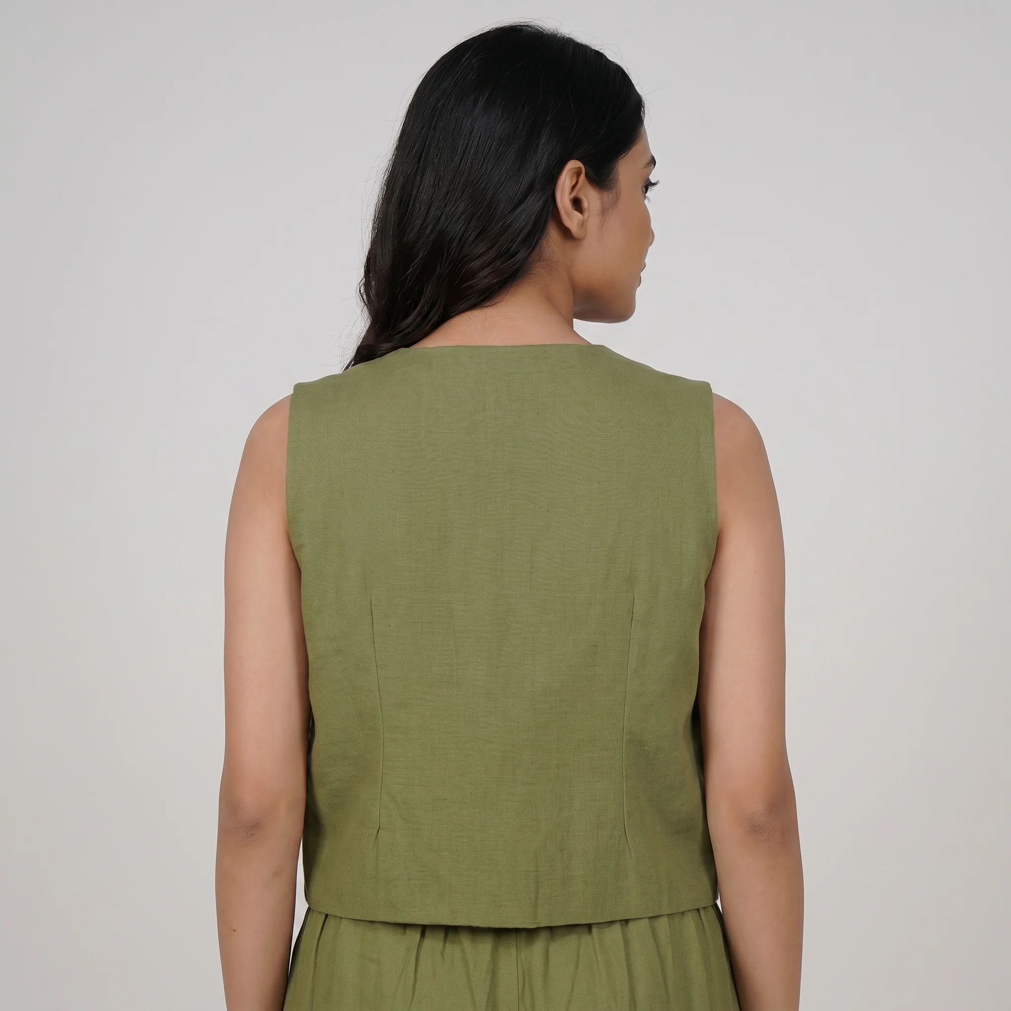 Smocked Crop Top With Shrug and Pant Set - Image 3