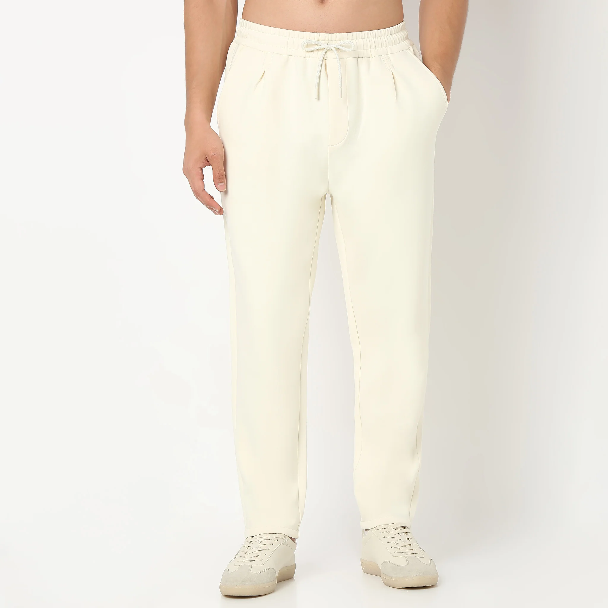 Downton Pants™ Solid Knitted Textured With Elasticated Waist - Relaxed Fit - Image 12