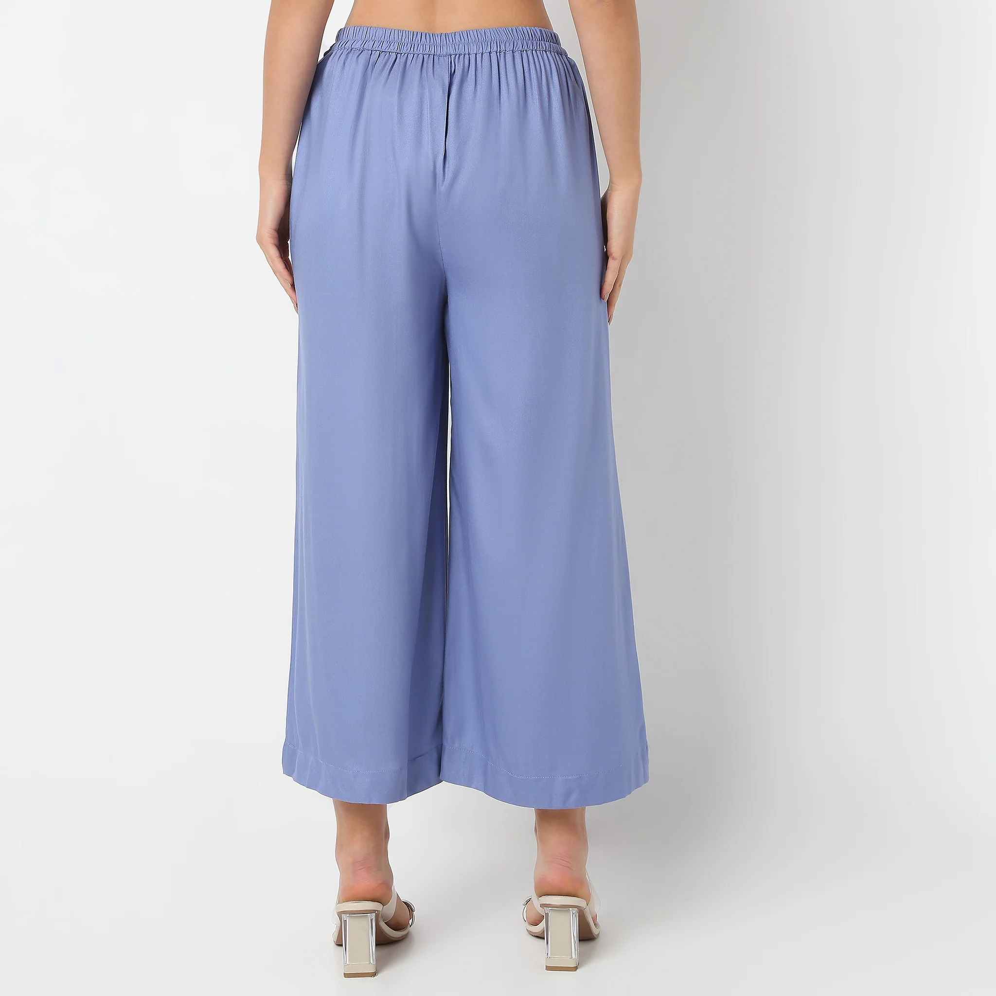 Solid Ankle Length Relaxed Fit Palazzo - Image 3