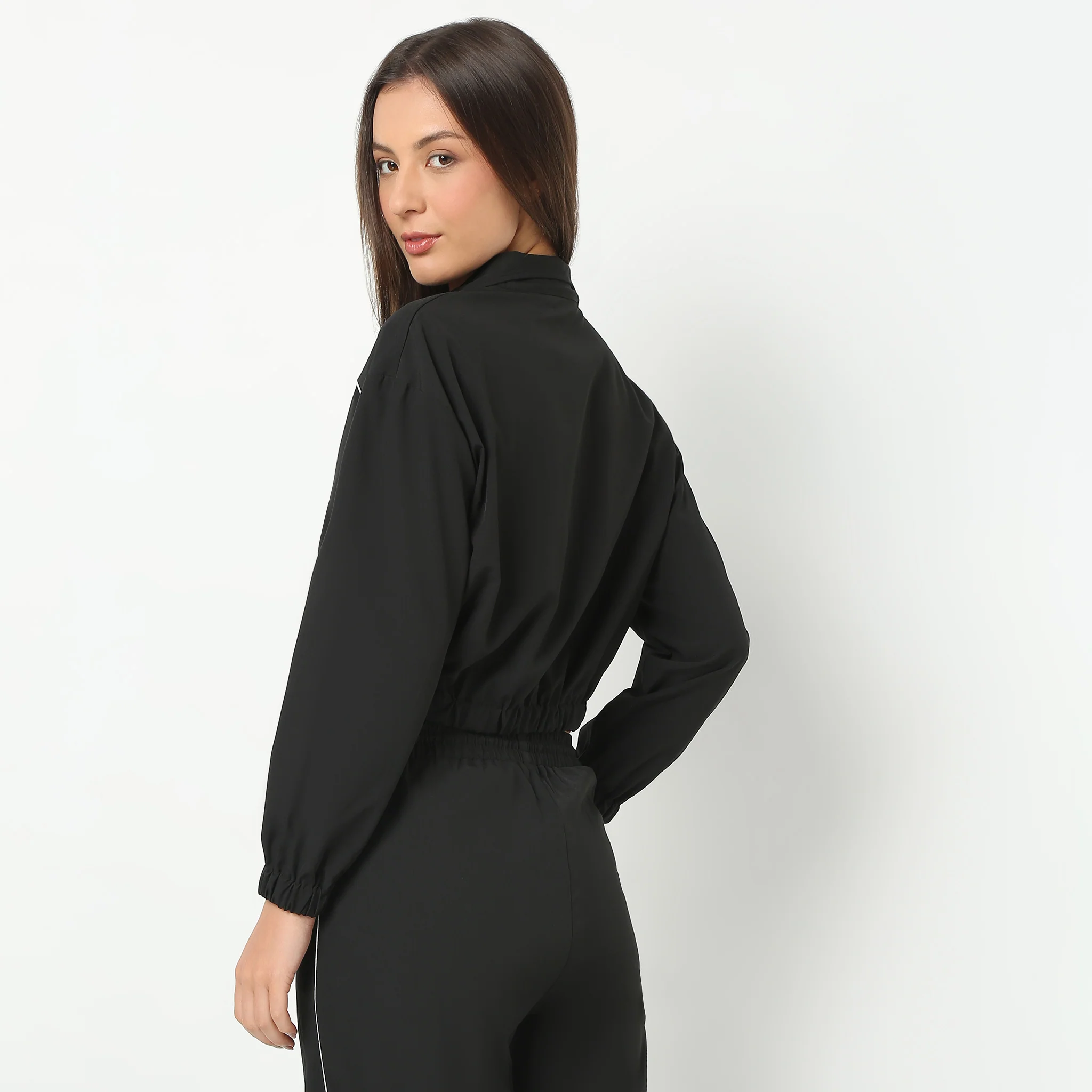 Turtle Neck Full Sleeve Zipper Closure Solid Jacket - Image 3
