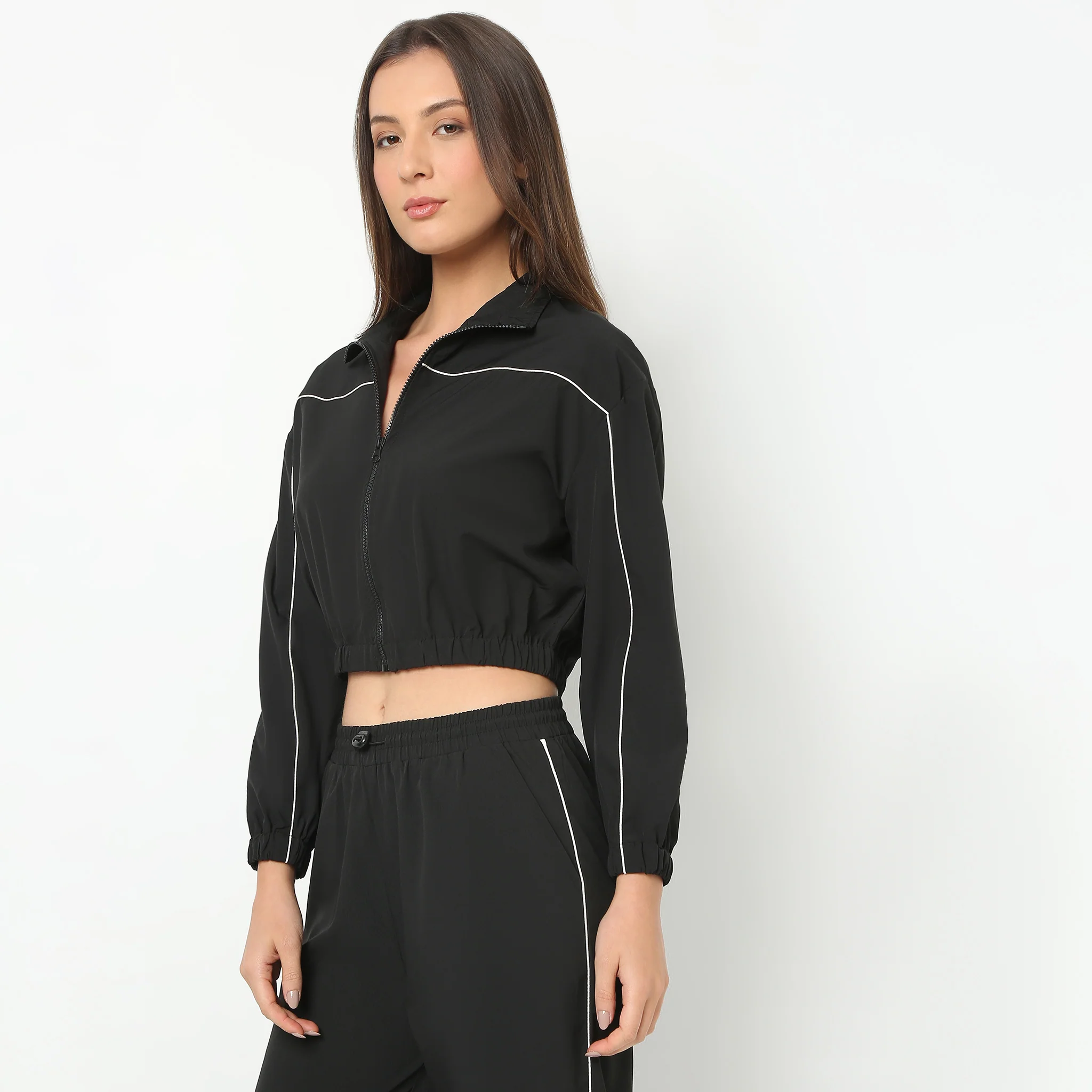 Turtle Neck Full Sleeve Zipper Closure Solid Jacket - Image 5