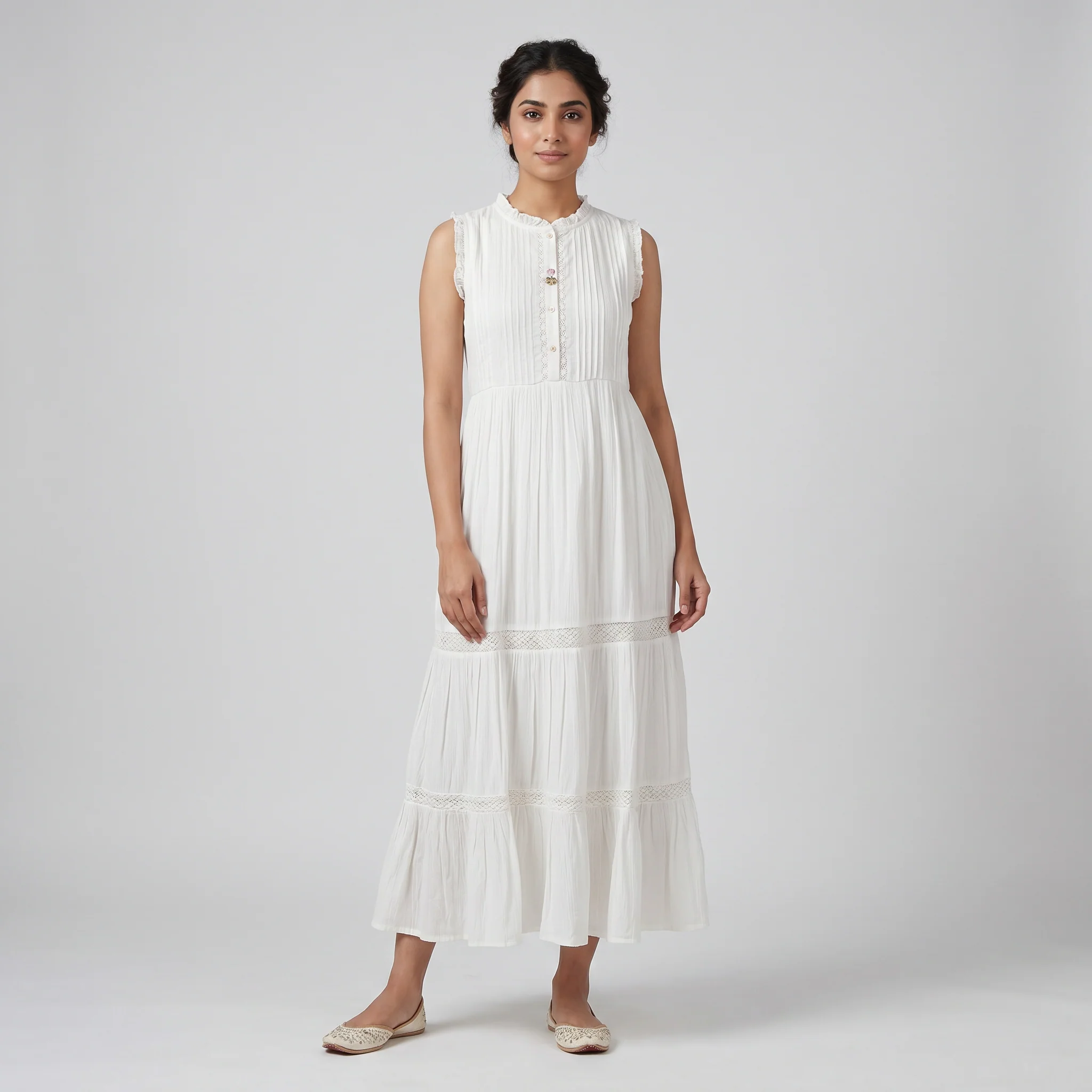 Solid Flared Tiered Dress